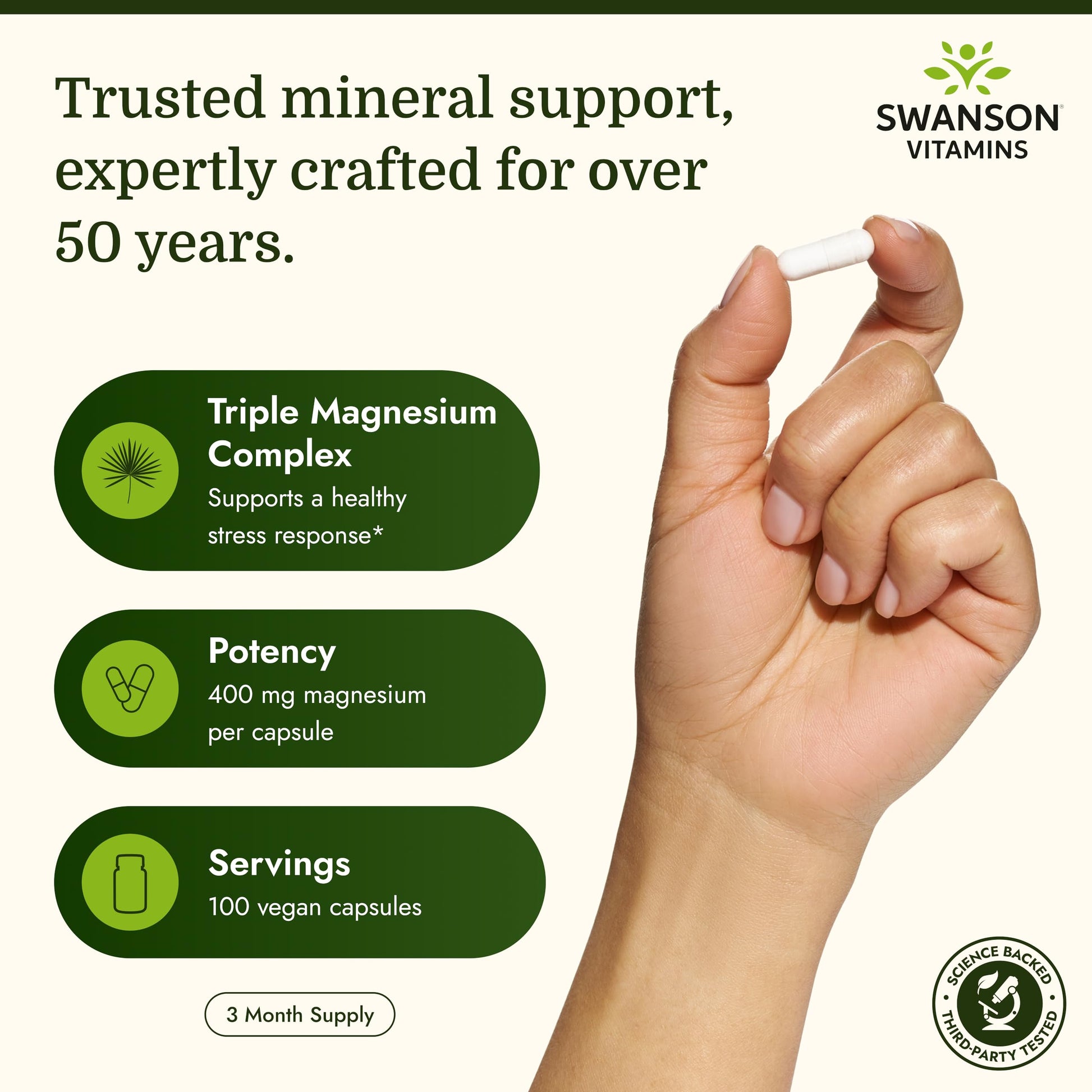 Swanson Triple Magnesium Complex - 100 Capsules, 400mg Each Swanson uk supplements