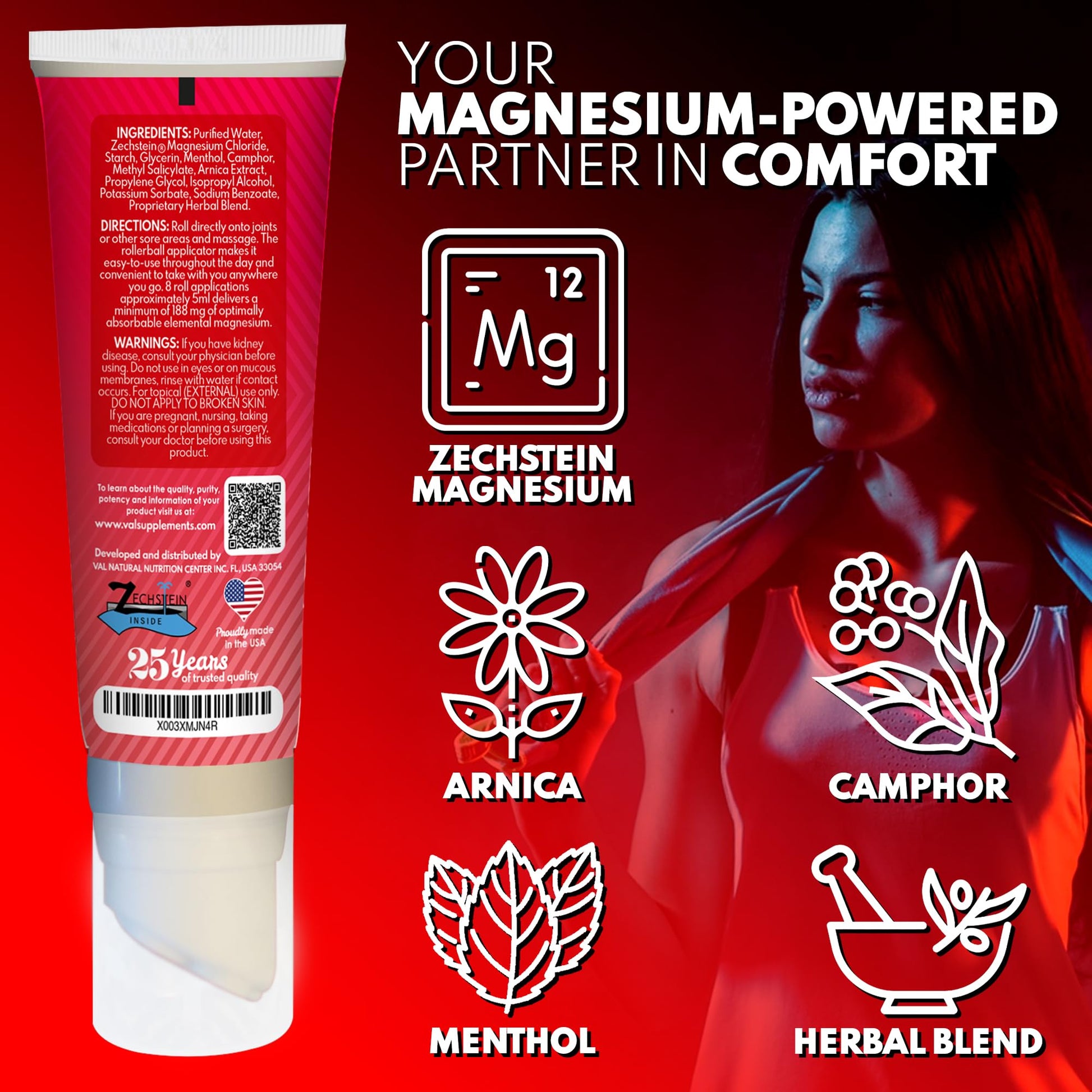 VAL Lombardi Relax Balance Magnesium Rollerball | Zechstein Magnesium + Herbal Extracts | Joint & Muscle Relief for Neck, Back, Legs | No Mess, Non-Greasy | 4oz VAL uk supplements