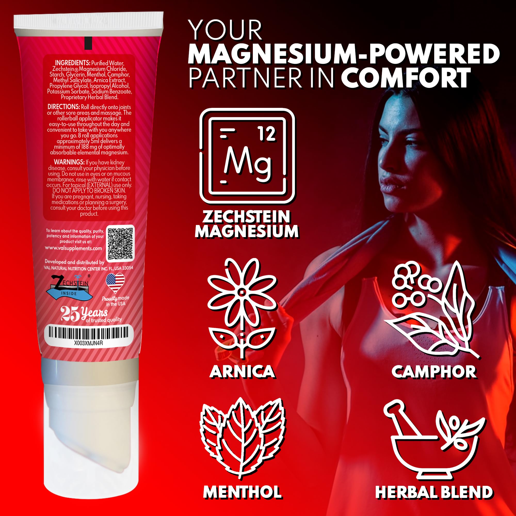 VAL Lombardi Relax Balance Magnesium Rollerball | Zechstein Magnesium + Herbal Extracts | Joint & Muscle Relief for Neck, Back, Legs | No Mess, Non-Greasy | 4oz VAL uk supplements