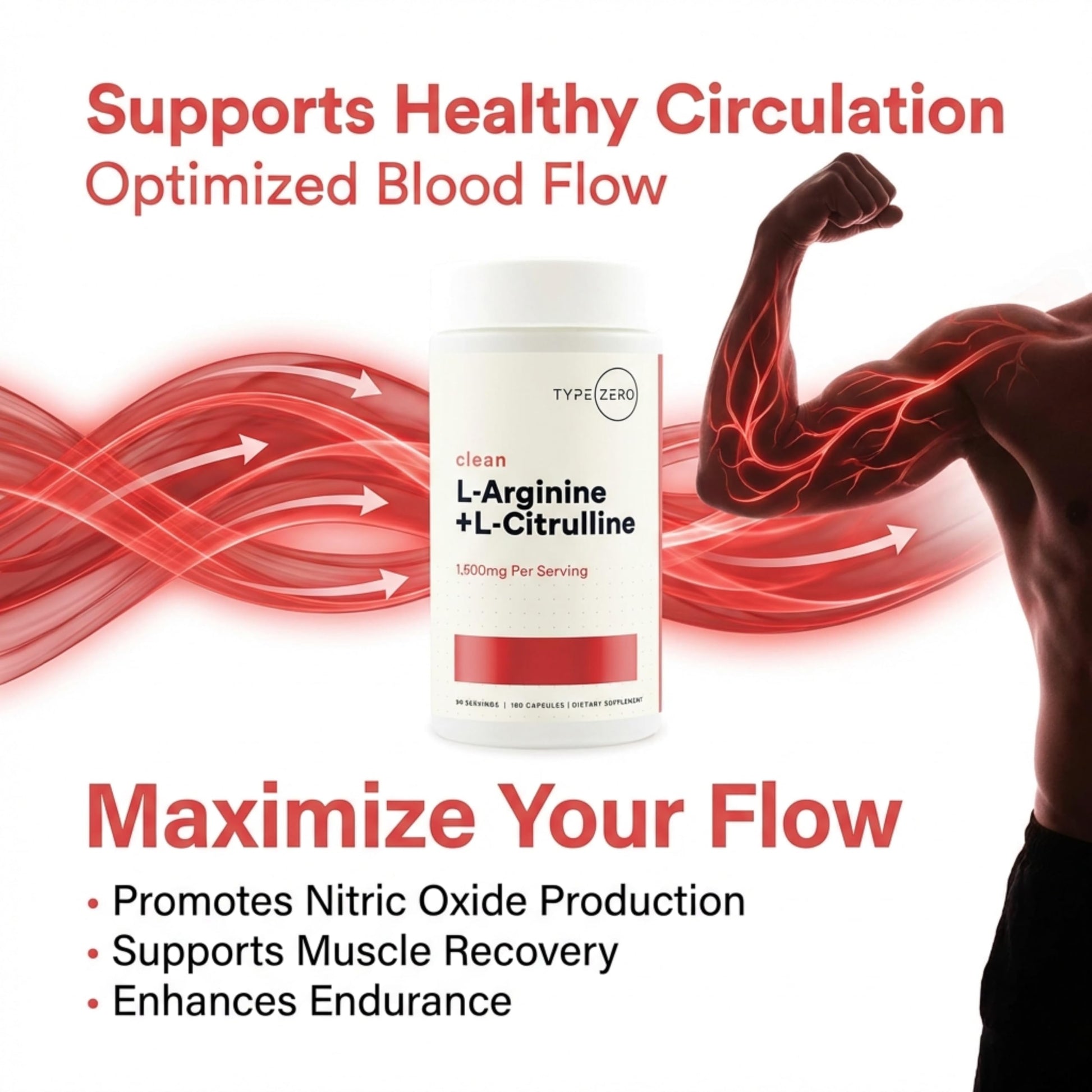 Type Zero L-Arginine + L-Citrulline Supplement (1500mg) - Nitric Oxide Booster - Clean, Keto-Friendly, GMO-Free, 180 Capsules, 90 Servings Type Zero uk supplements