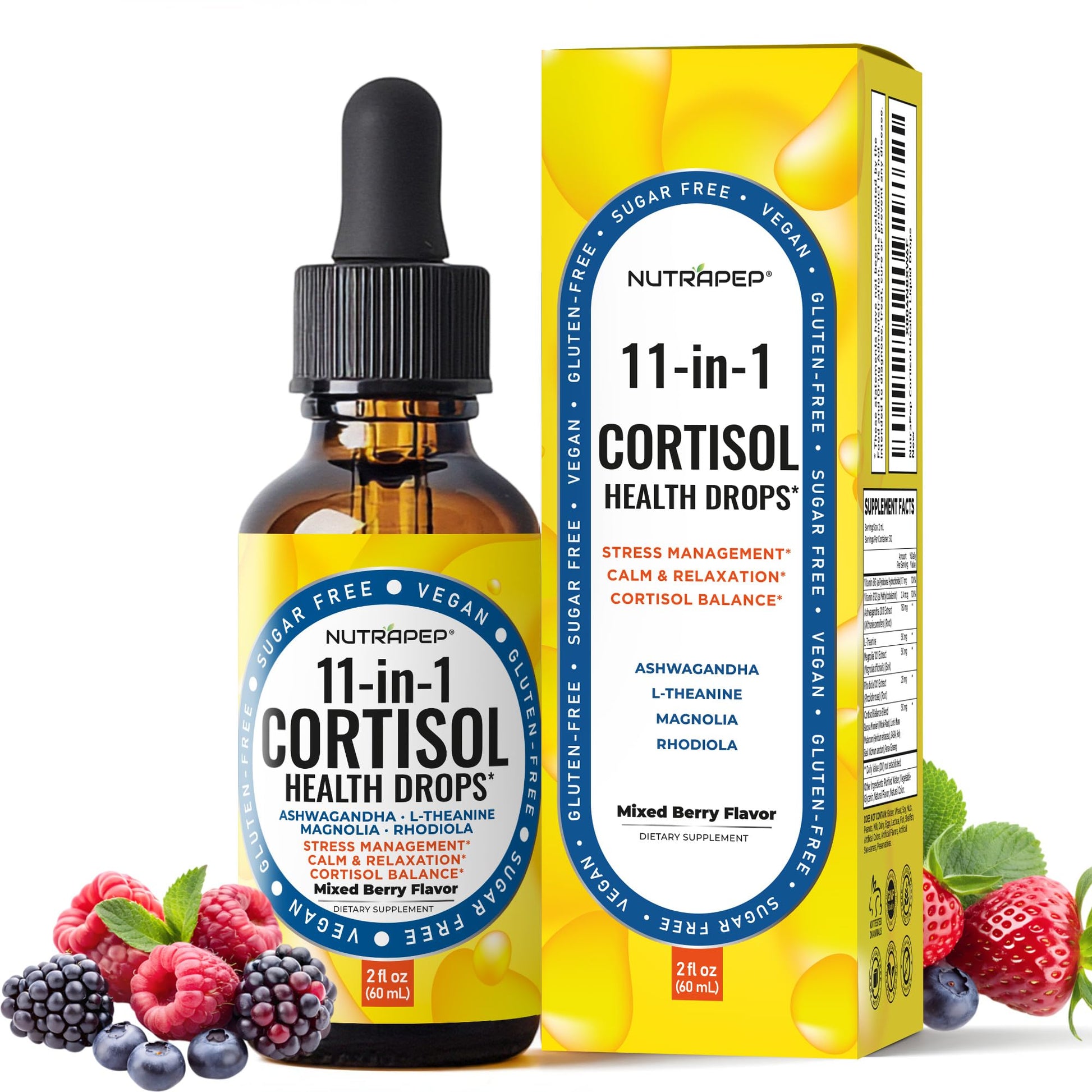 NutraPep Cortisol Detox Liquid Drops for Women Men - Cortisol Reducer Supplement Support Wellness Cleanse Balance Stress Mood Sleep Focus - Lower Cortisol Levels with Ashwagandha L-Theanine Magnolia NutraPep uk supplements