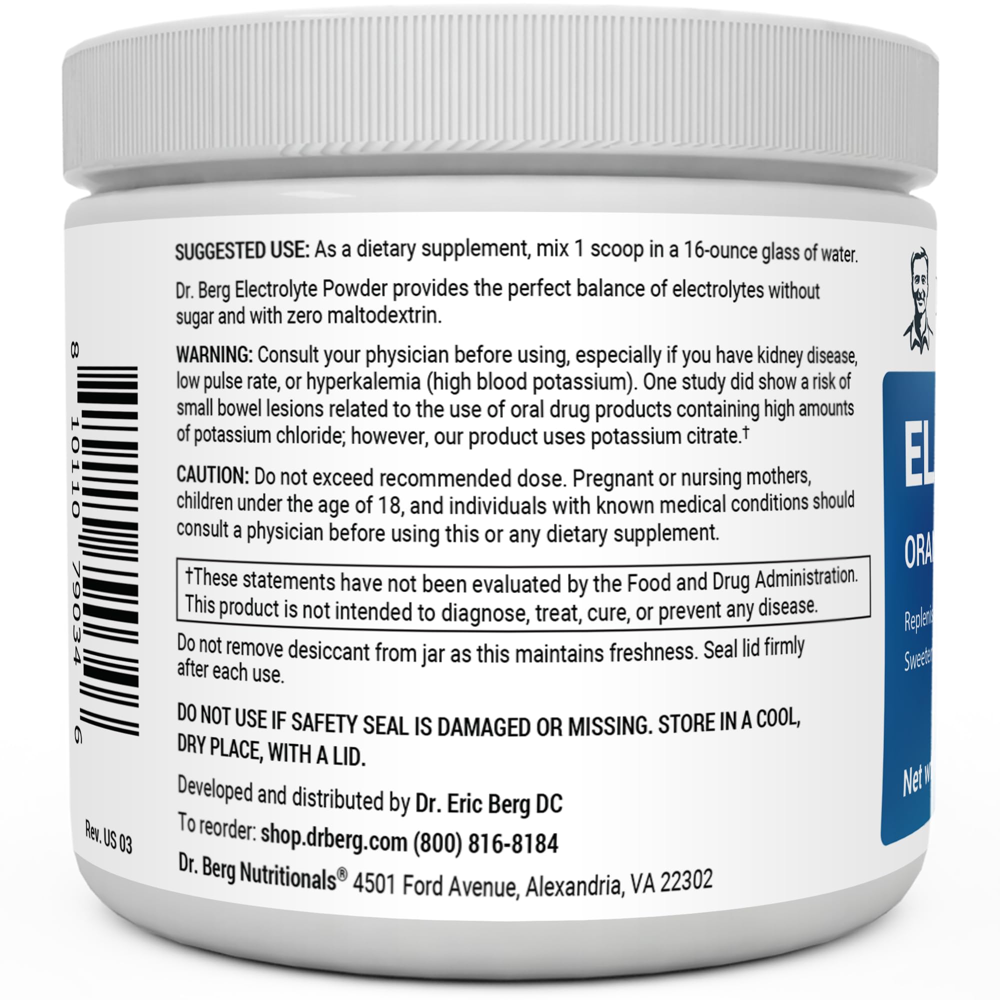 Dr. Berg Hydration Keto Electrolyte Powder - Enhanced w/ 1,000mg of Potassium & Real Dr. Berg Nutritionals uk supplements