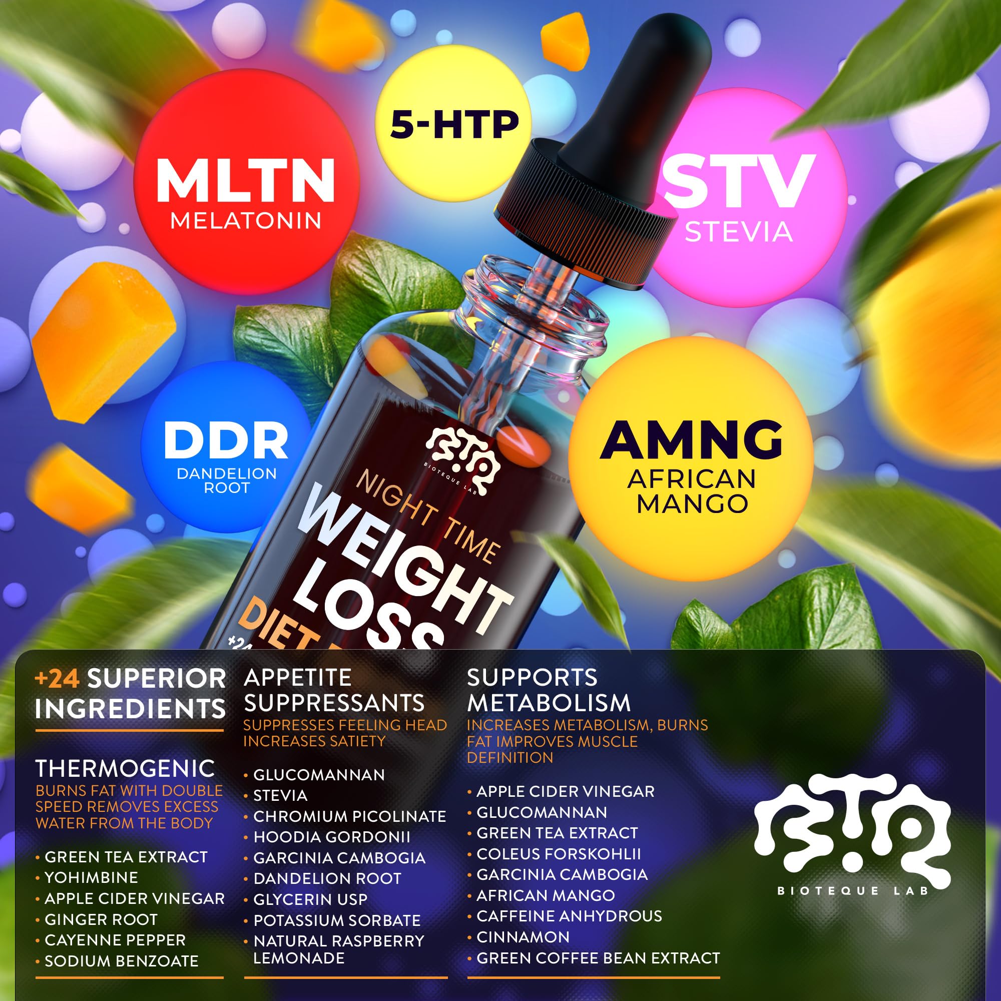 BIOTEQUELAB Night Time Weight Loss Diet Drops - Appetite Control, Fat BIOTEQUELAB uk supplements