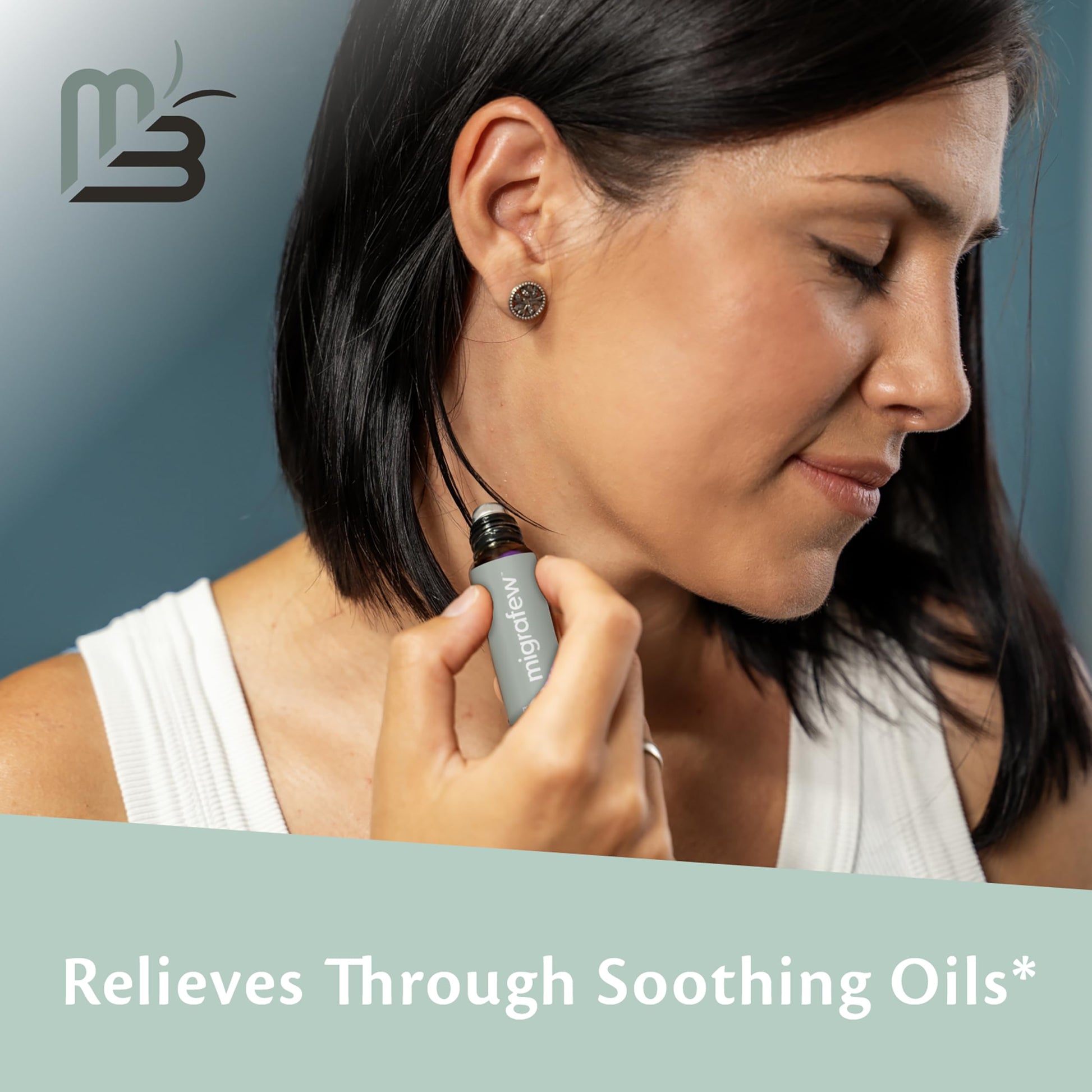MigraFew Aromatherapy Migraine Roll On | Compact Headache Relief with Cooling Metal Roller for Head Tension and Pressure, Made with Peppermint, Spearmint and Lavender Essential Oils (0.33 FL oz) by M3 M3 Naturals uk supplements