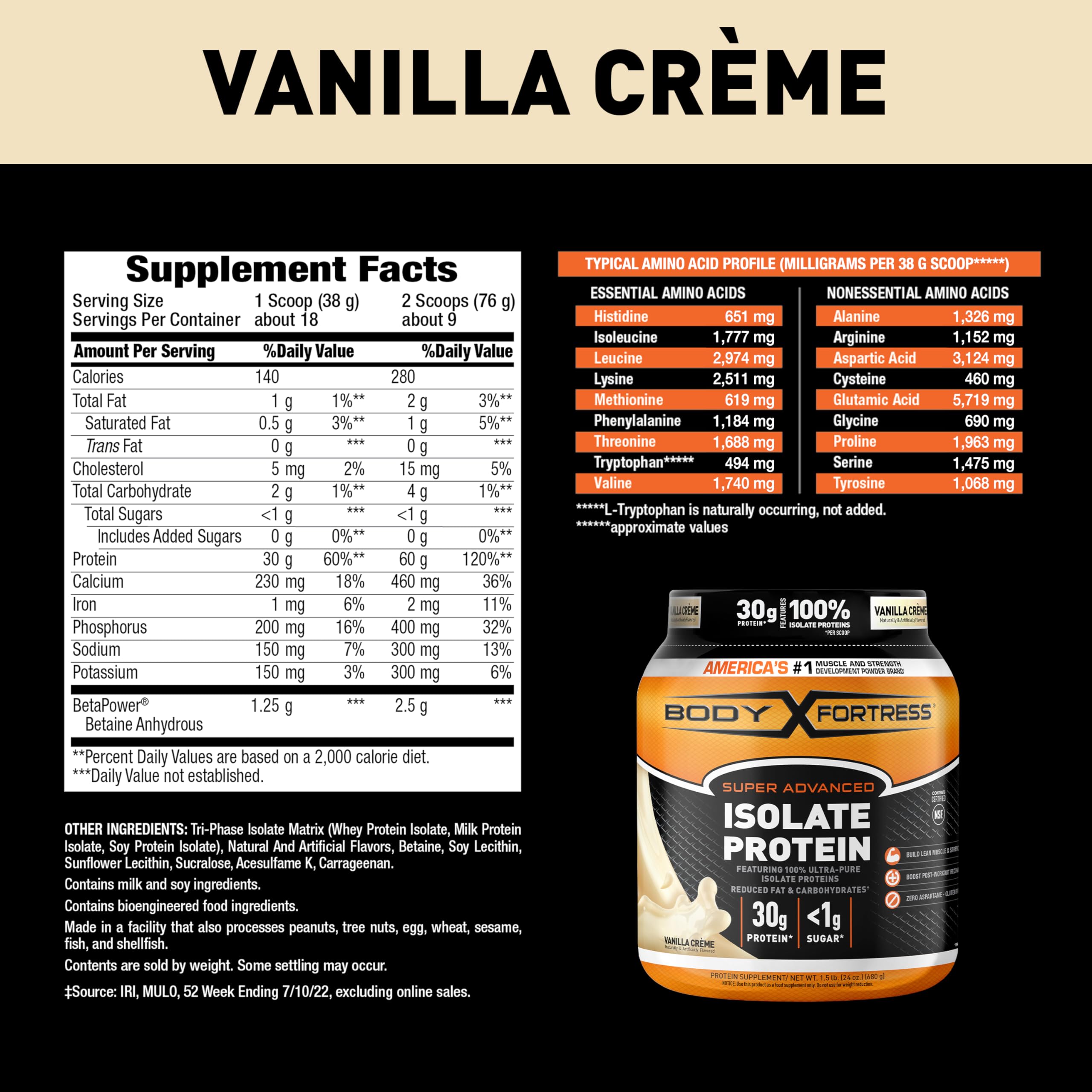 Body Fortress Super Advanced Isolate Protein Powder, Gluten Free, Vanilla Creme Flavored Body Fortress uk supplements