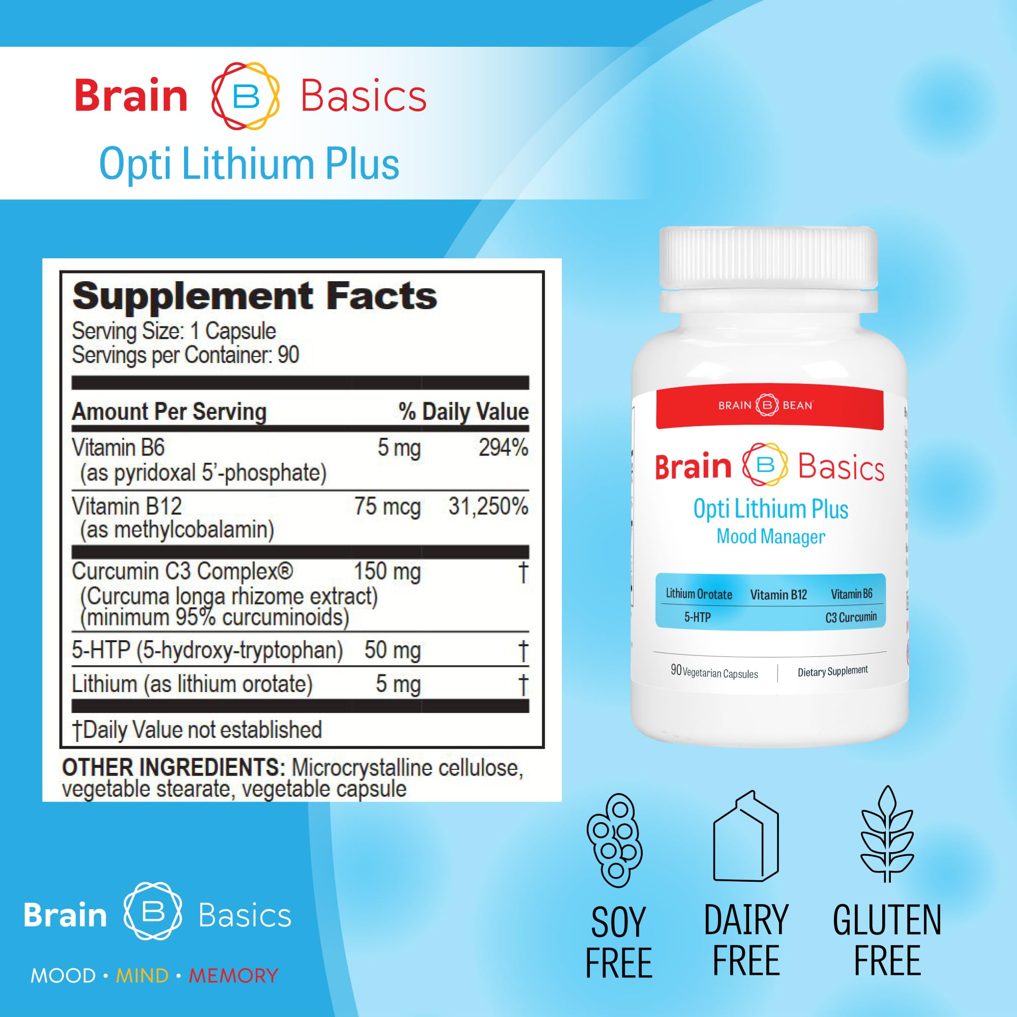 Opti Lithium Plus: Supercharge Brain Health with Enhanced Nutrient Absorption for Optimal Well-Being. Brain Bean uk supplements