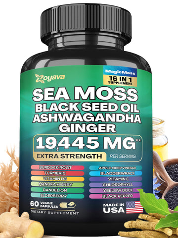 Zoyava Magic Moss Blend Sea Moss 7000mg Ashwagandha 2000mg Black Seed Oil Zoyava uk supplements