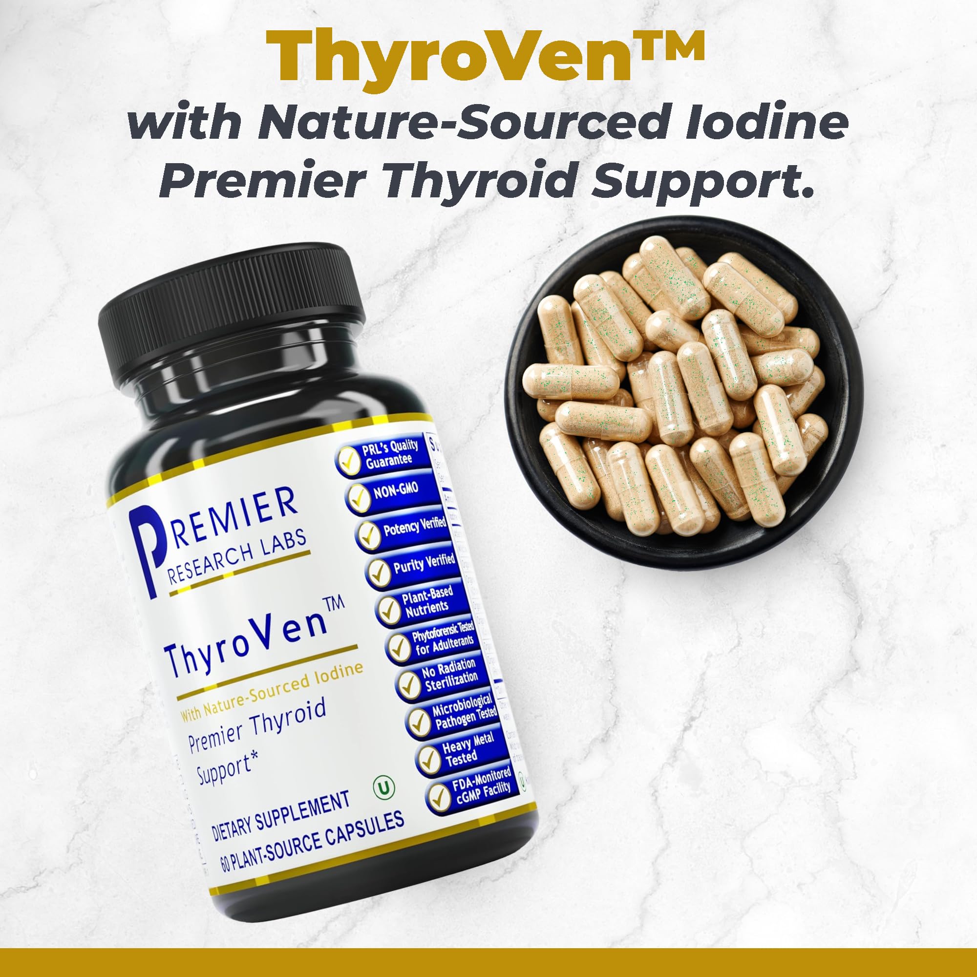 Premier Research Labs ThyroVen - Thyroid Support for Women, Thyroid Support for Men, Thyroid Supplement, Thyroid Support Complex with Naturally-Sourced Iodine - 60 Capsules Premier Research Labs uk supplements
