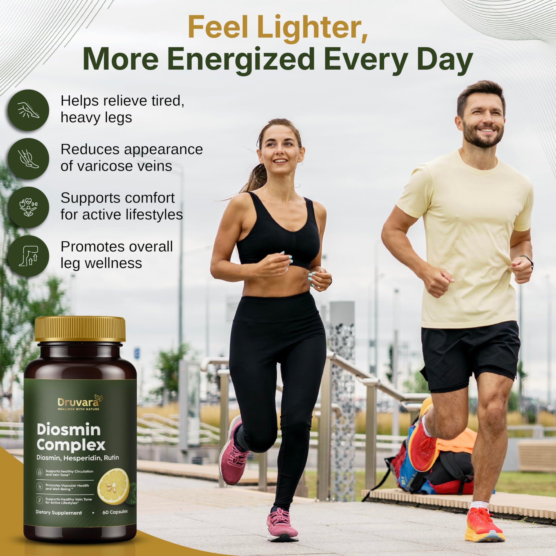 Druvara Diosmin Hesperidin with Rutin & B Vitamins | Vein Support Supplement for Leg Comfort, Healthy Circulation, Vein Strength & Improved Mobility - 60 Capsules Druvara uk supplements