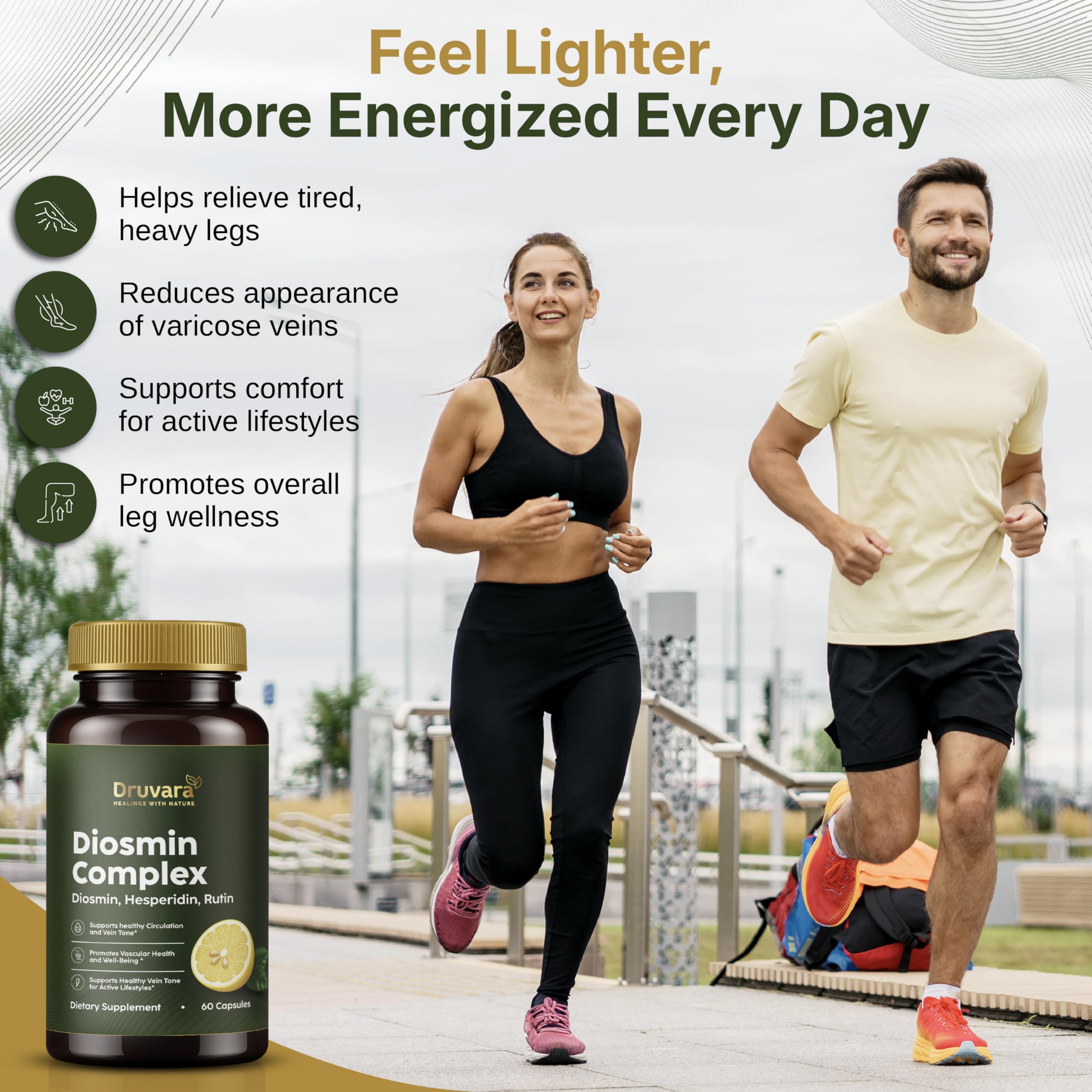 Druvara Diosmin Hesperidin with Rutin & B Vitamins | Vein Support Supplement for Leg Comfort, Healthy Circulation, Vein Strength & Improved Mobility - 60 Capsules Druvara uk supplements