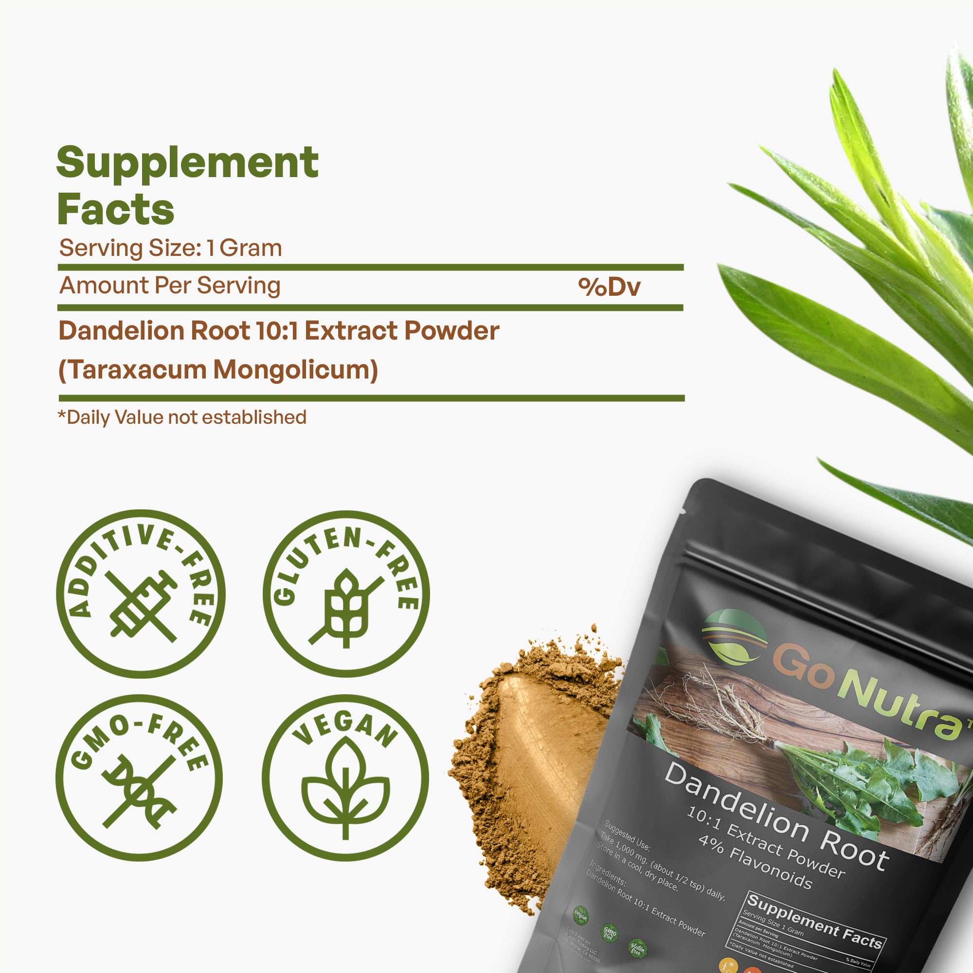 Go Nutra - Dandelion Root Powder, Potent 10:1 Dandelion Root Extract with 4% Flavonoids Go Nutra uk supplements