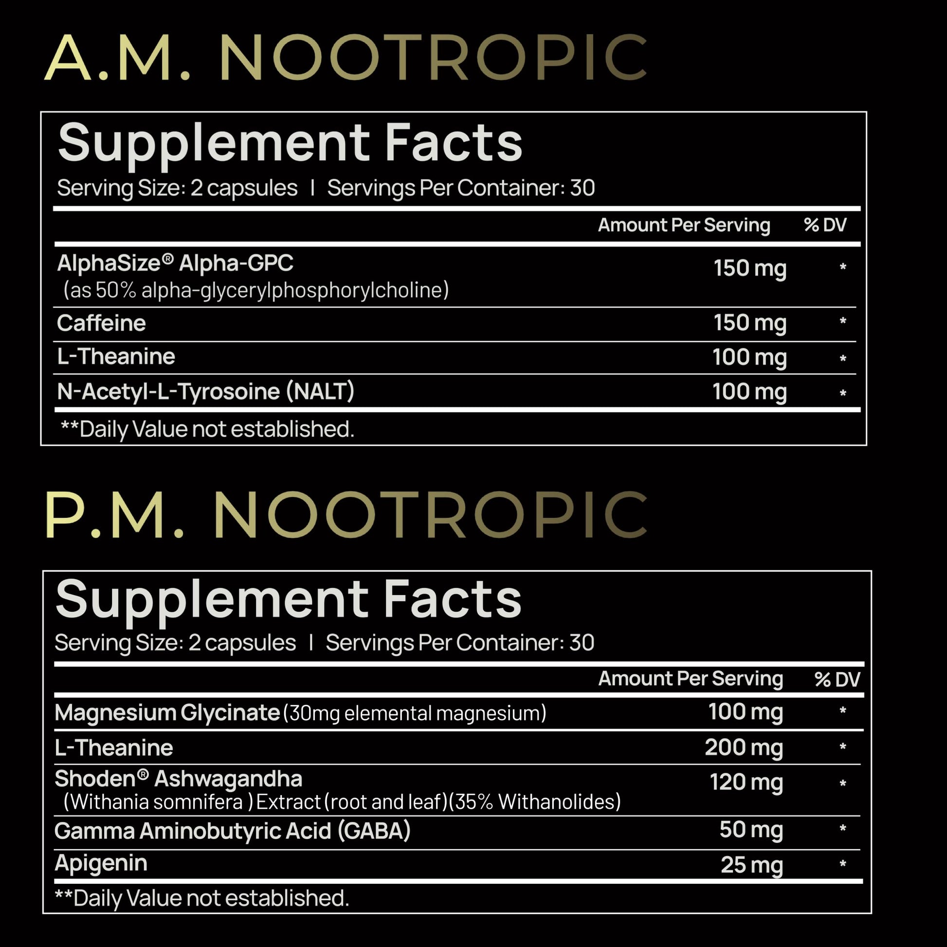 AMPM Nootropic Total Focus + Calm 9X Strength w. Caffeine, L-Theanine, Alpha GPC, L-Tyrosine, Ashwagandha - X-Release Energy Pills Nootropics Brain Support Supplements for Memory and Focus Supplement TERRA ELMNT uk supplements