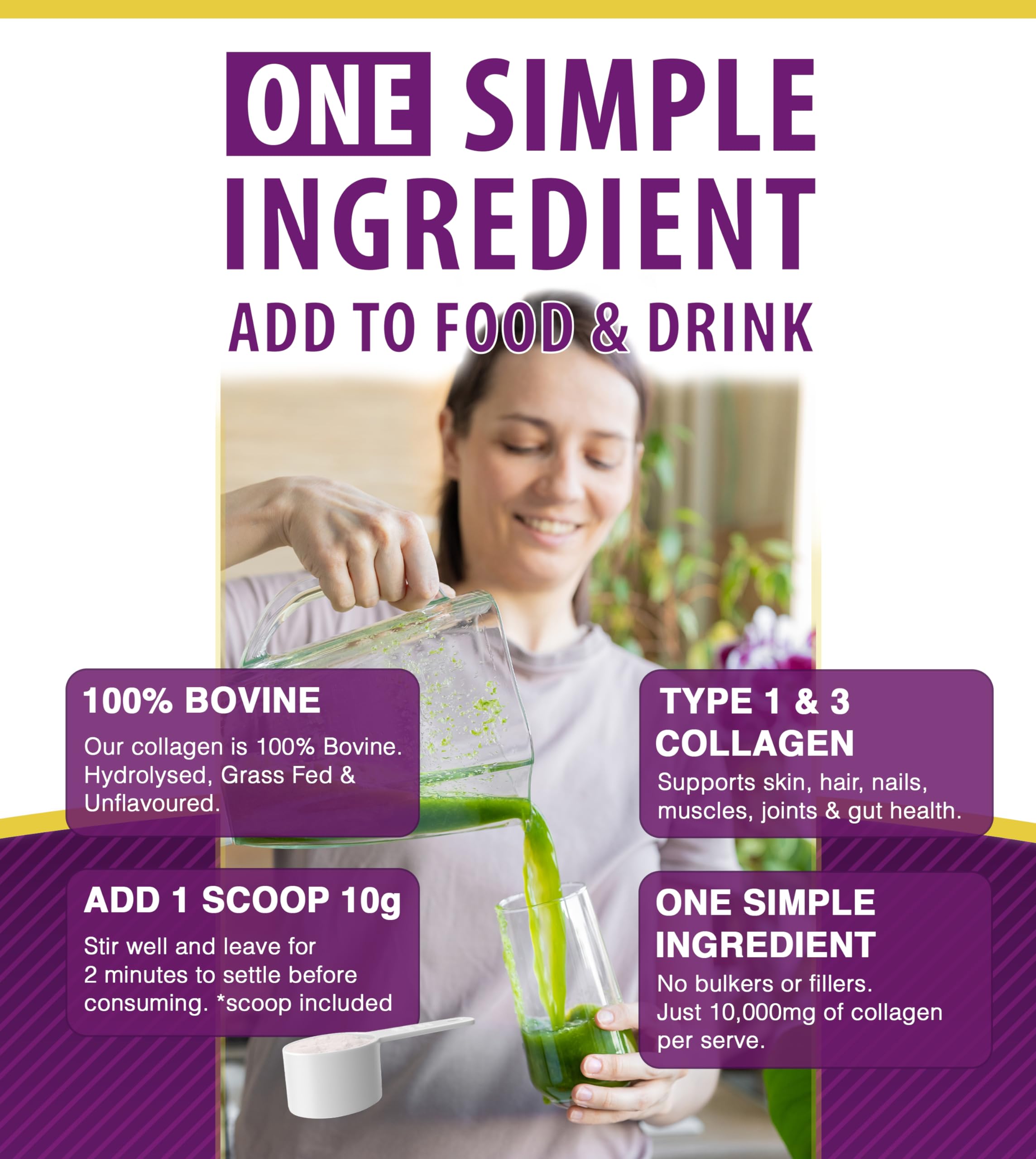 Premium Collagen Powder 300g Hydrolysed Bovine Collagen Peptides Powder ONYX INGREDIENTS 101 uk supplements