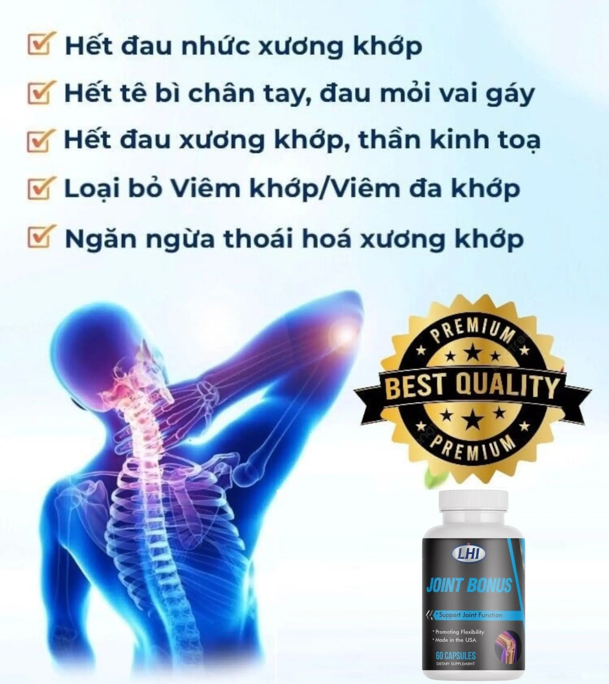 Joint Bonus Hỗ Trợ Xương Khớp (100% Authentic, Sản Phẩm Chính Hãng Tại USA) 2 Bottles Joint Bonus uk supplements