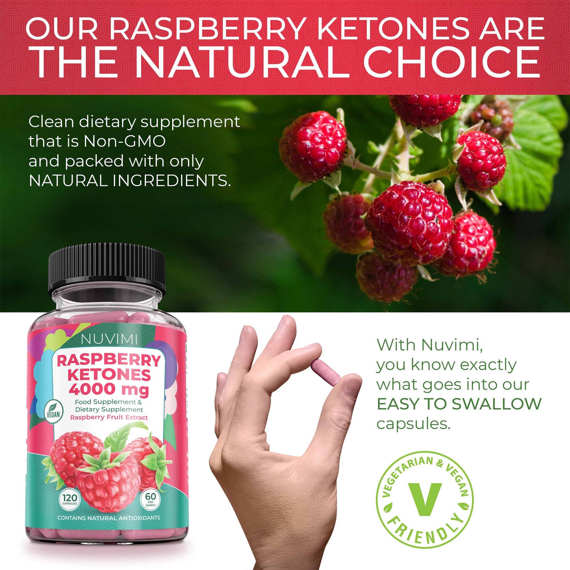 NUVIMI Raspberry Ketones 4000 mg Natural Dietary Food Supplement to Support Healthy NUVIMI uk supplements