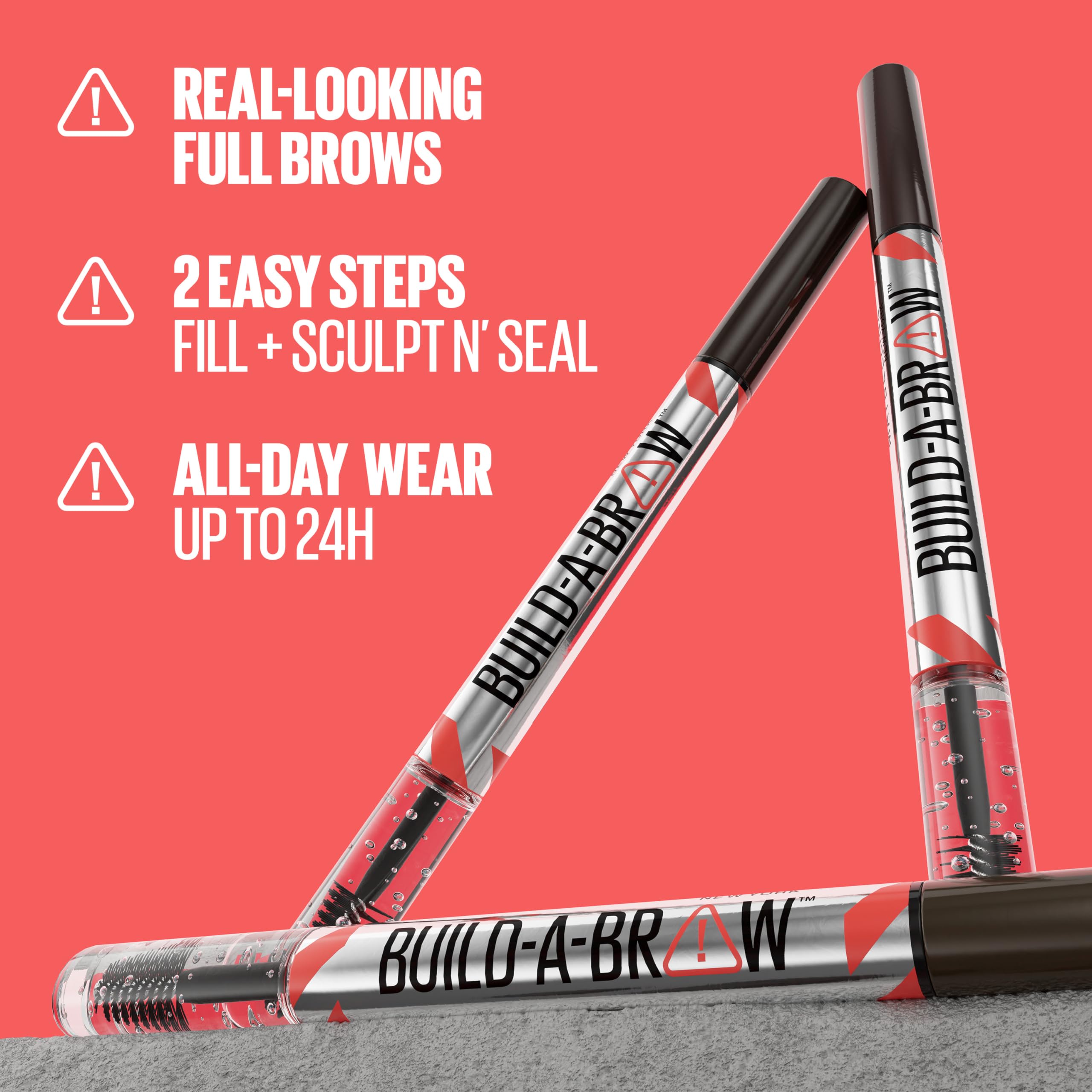 Maybelline Build-A-Brow 2-in-1 Brow Pen and Sealing Eyebrow Gel, Eyebrow Makeup for Real-Looking, Fuller Brows, Black Brown, 1 Count MAYBELLINE uk supplements