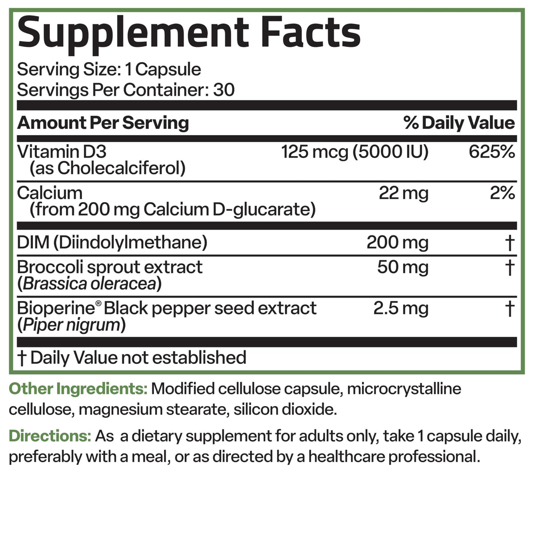 Bronson DIM Balance+ Calcium D-Glucarate, Broccoli Sprouts and Vitamin D3 200 MG of DIM per Capsule Supports Estrogen Metabolism and Balanced Hormone Levels Non-GMO, 30 Vegetarian Capsules Bronson uk supplements
