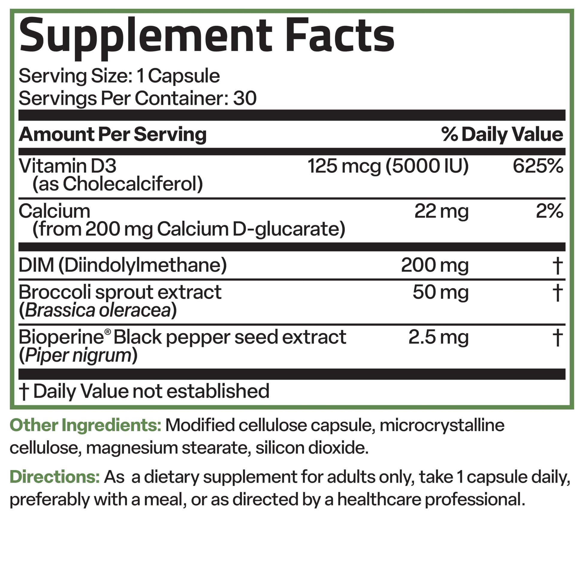 Bronson DIM Balance+ Calcium D-Glucarate, Broccoli Sprouts and Vitamin D3 200 MG of DIM per Capsule Supports Estrogen Metabolism and Balanced Hormone Levels Non-GMO, 30 Vegetarian Capsules Bronson uk supplements