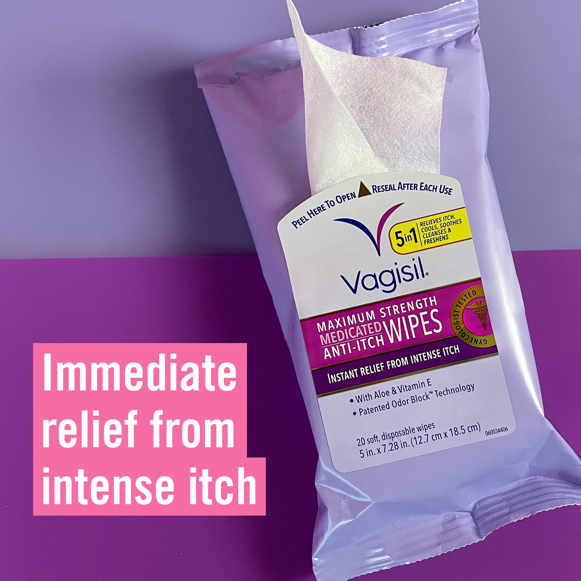 Vagisil Wipes, Anti-Itch Medicated Feminine Vaginal Wipes, Maximum Strength, Instant Relief, 20 Wipes Vagisil uk supplements