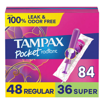 Tampax Pocket Radiant Compact Tampons Multi Pack, Regular/Super Absorbency with BPA-Free Tampax uk supplements