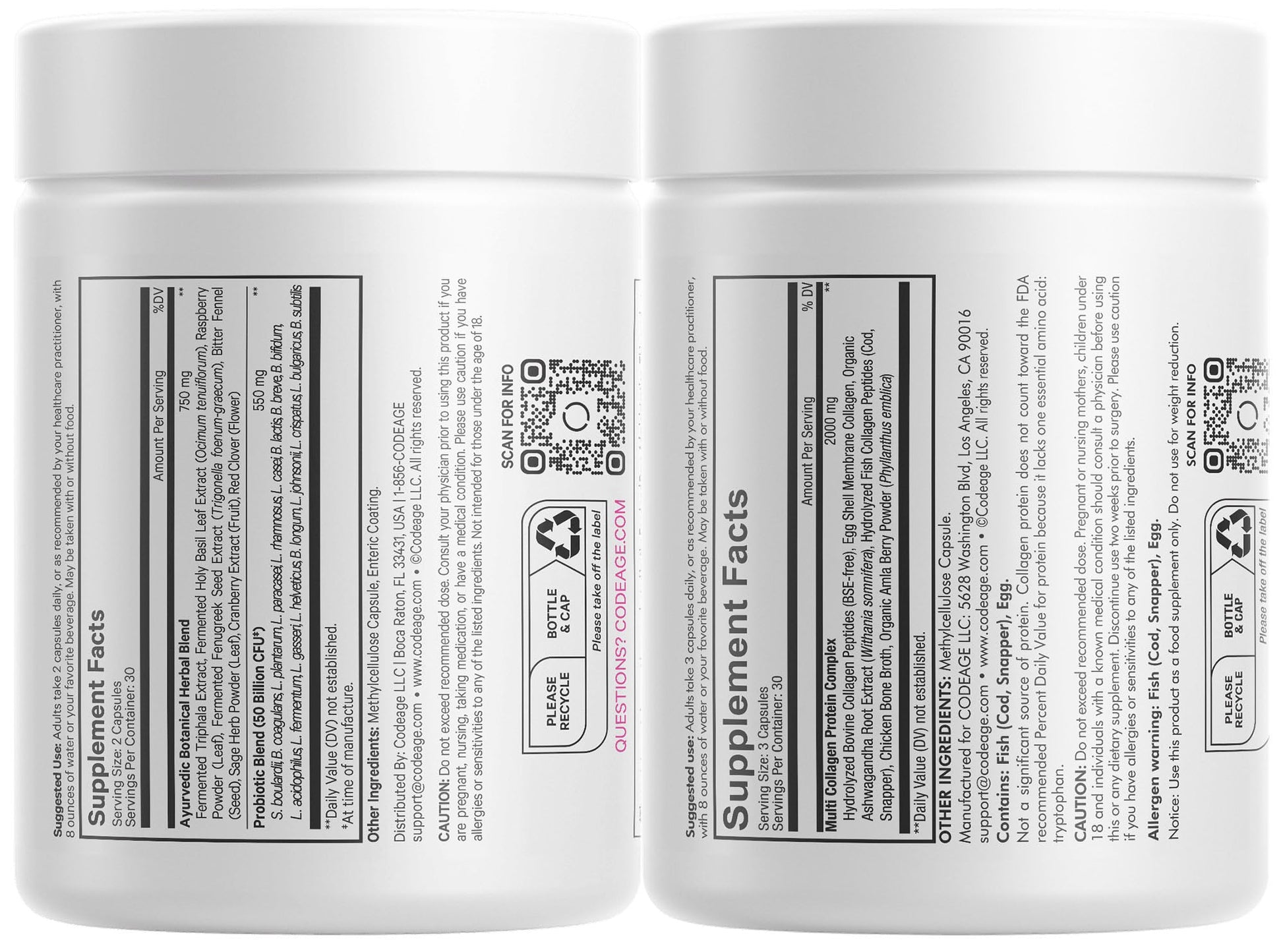 Codeage Multi Collagen Protein Capsules & Probiotics for Women Bundle | Multi Collagen Pills, Collagen Types I, II, II, V & X, 90 Count | Prebiotics & Probiotics for Women - Soy & Dairy Free, 60 Count Codeage uk supplements