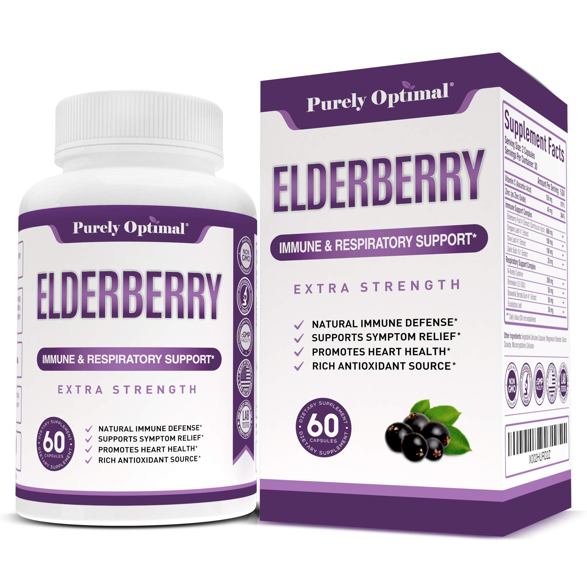 Purely Optimal Premium Black Elderberry Capsules - Sambucus Elderberry Pills for Adults Purely Optimal uk supplements