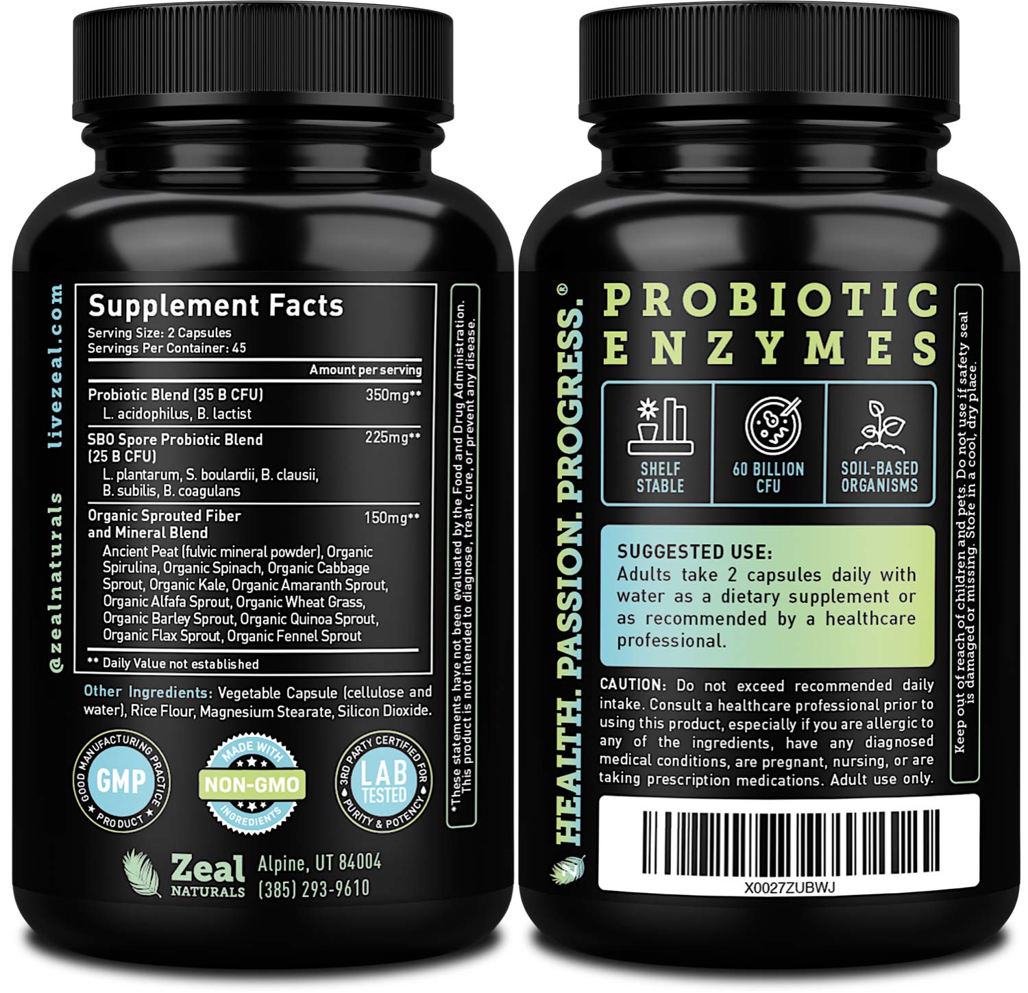 Probiotics and Prebiotics + SBO Probiotics (60 Billion CFU | 90 Capsules) Acidophilus Probiotic w. Saccharomyces Boulardii, Bifidobacterium + Spore Probiotic & Organic Sprouted Prebiotic Fiber Blend Zeal Naturals uk supplements