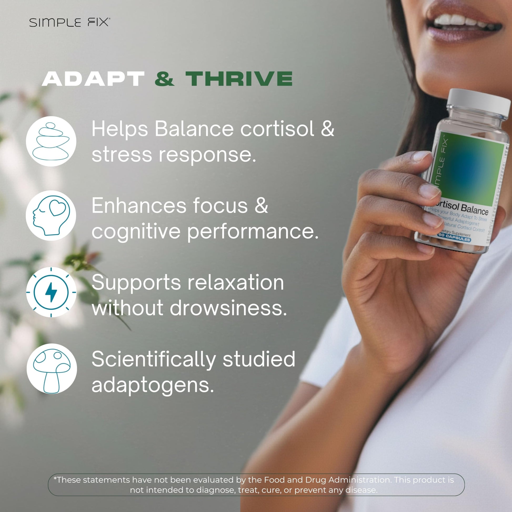 The Simple Fix Cortisol Balance Supplement – Supports Stress, Focus & Daily Energy – with Ashwagandha, Rhodiola Rosea, L-Theanine, Magnesium, Zinc & B6 – Adaptogen Formula – Vegan Capsules The Simple Fix uk supplements