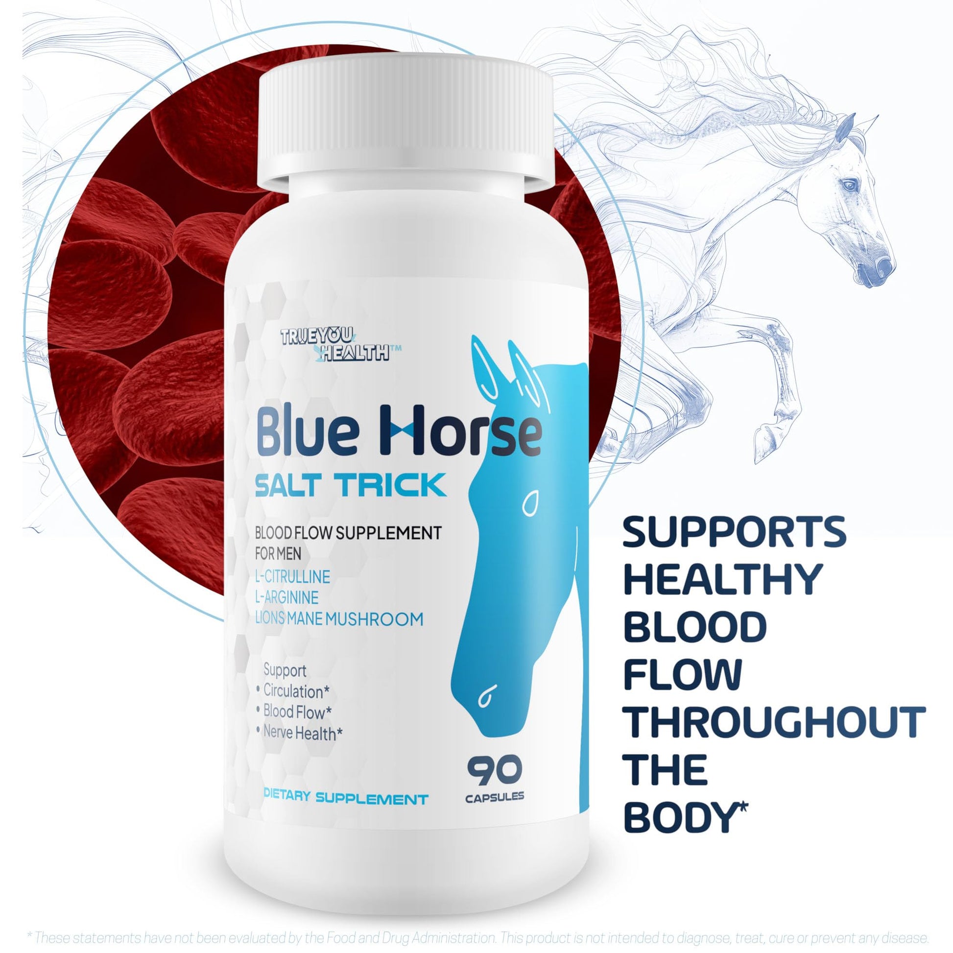 Blue Horse Salt Trick - Our Best Blood Flow Supplement for Men - Our Best Circulation Supplement - Male Circulation Supplements Nitric Oxide Vasodilator to Improve Blood Flow 7 Blue Salt Trick for Men True You Health uk supplements