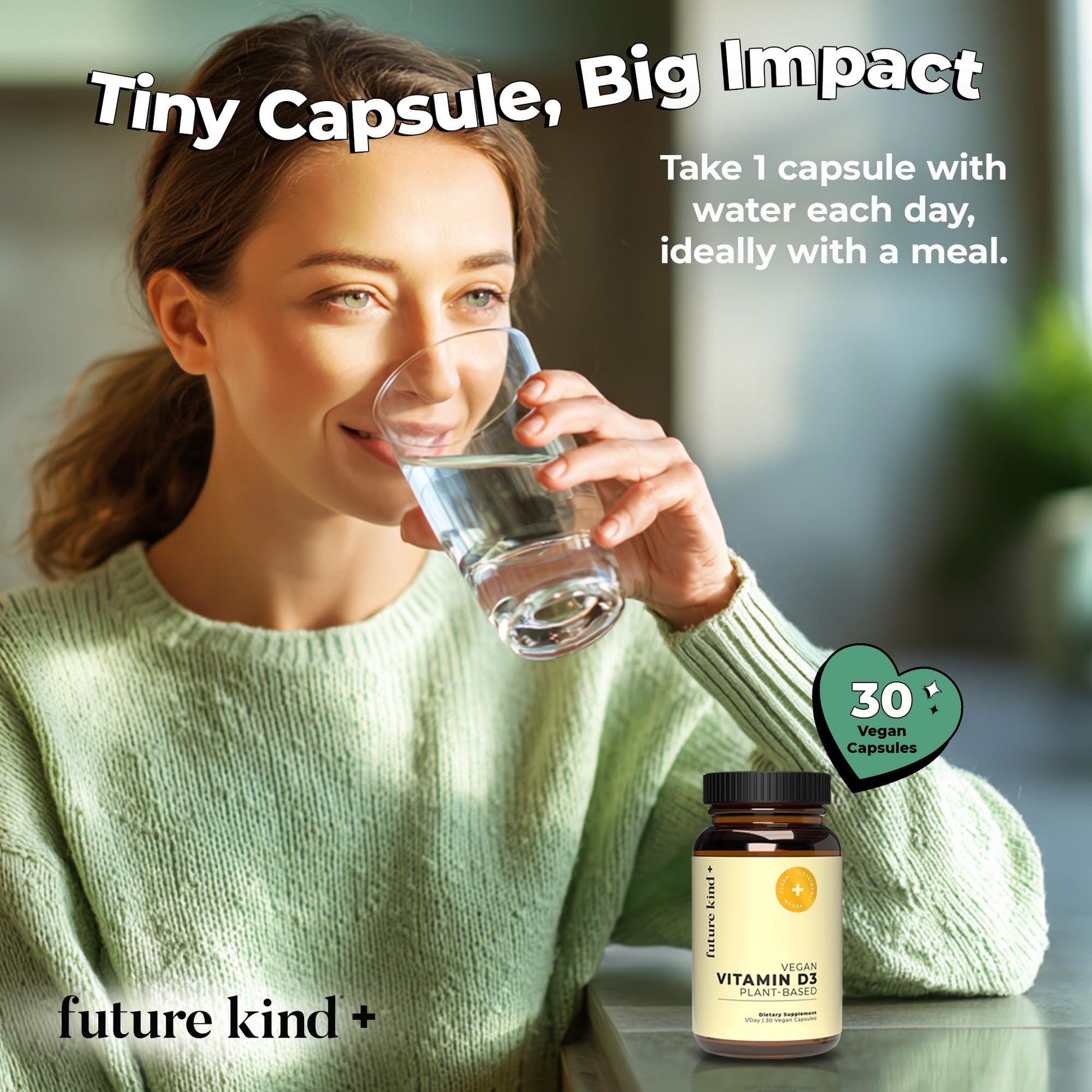 Future Kind Vitamin D3 2500 IU for Bone and Muscle Function, Vitamin D Vegan Supplement from Plant Lichen, Non-GMO, Sugar Free, Pure Vitamin D3, Promotes Natural Resilience, 30 Capsules Future Kind uk supplements