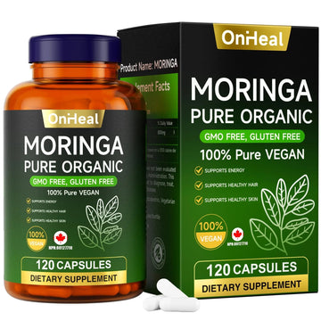 YBFQ Organic Moringa Capsules 1000 mg, 120 Count - Moringa Capsules with Organic Olefeira Powder, Supports Healthy Hair and Skin, Energy and Balance YBFQ uk supplements