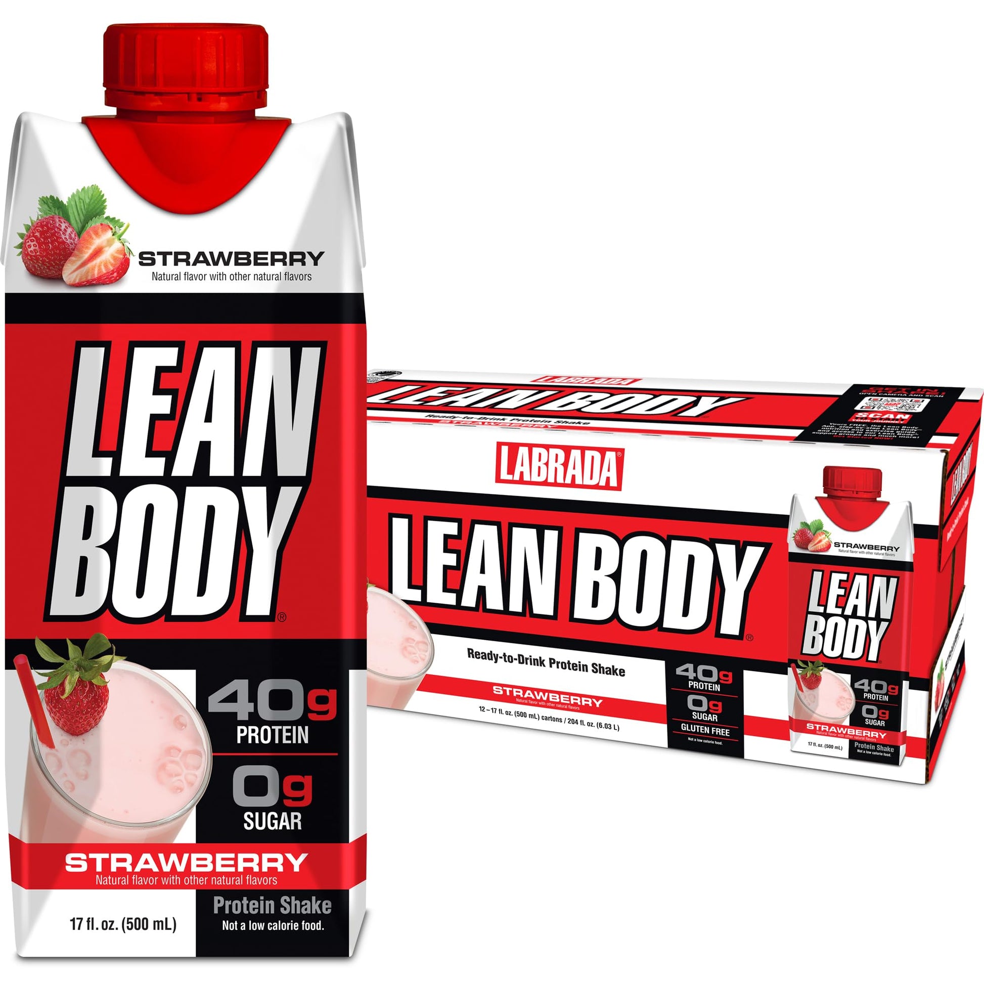 Labrada Lean Body Ready-to-Drink Strawberry Protein Shake, 40g Protein, Whey Blend Labrada uk supplements