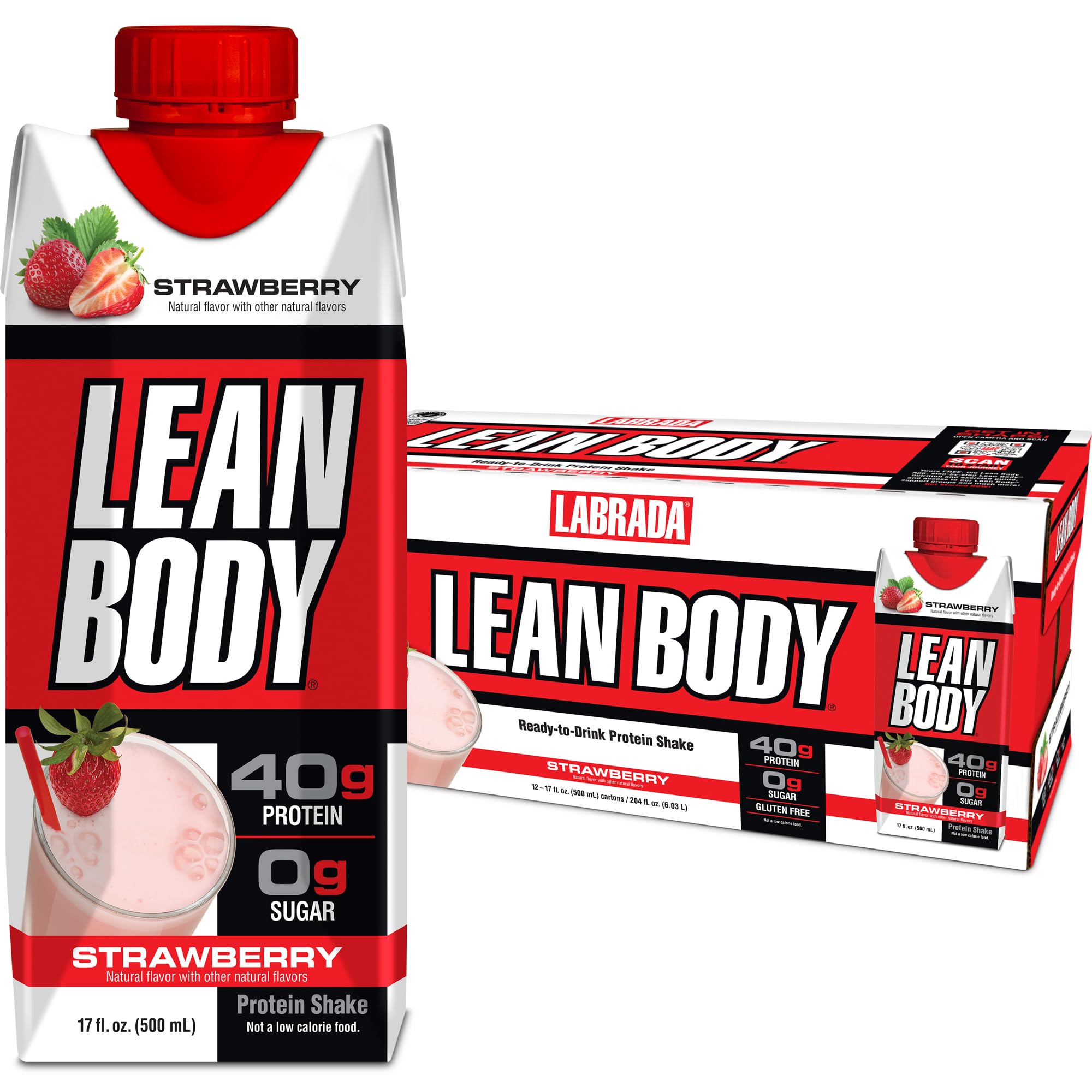 Labrada Lean Body Ready-to-Drink Strawberry Protein Shake, 40g Protein, Whey Blend Labrada uk supplements