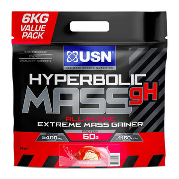 USN Hyperbolic Mass Strawberry 6kg: High Calorie Mass Gainer Protein Powder for Fast Muscle Mass USN uk supplements