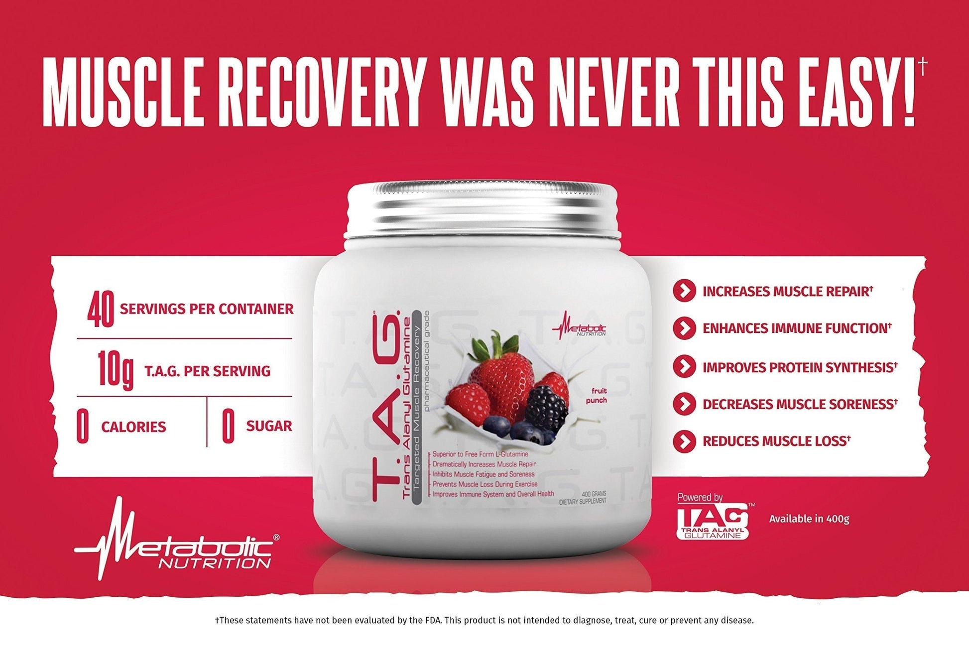 Metabolic Nutrition, TAG, Trans Alanyl Glutamine, 100% L-Glutamine Peptide Powder Metabolic Nutrition uk supplements