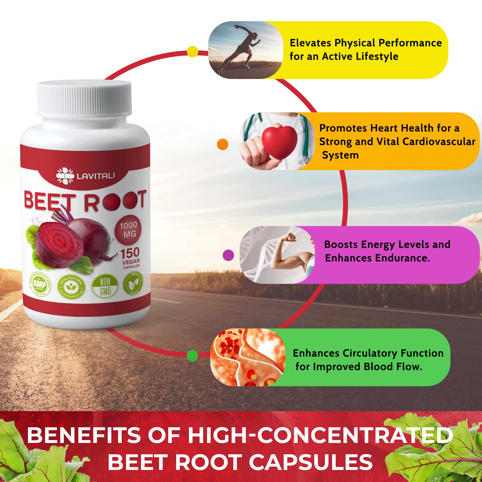 LaVitali 275 Beet Root Extract Capsules, 1000mg per Serving, High Concentrated Herbal LaVitali uk supplements