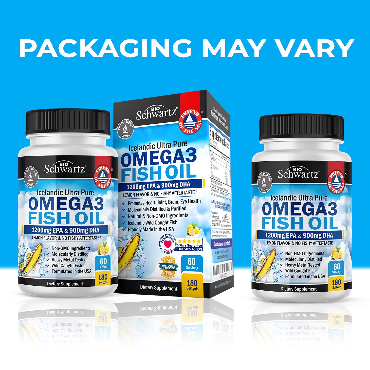 Omega 3 Fish Oil Supplement - 1200mg EPA and 900mg DHA Fatty Acid Per Serving BioSchwartz uk supplements