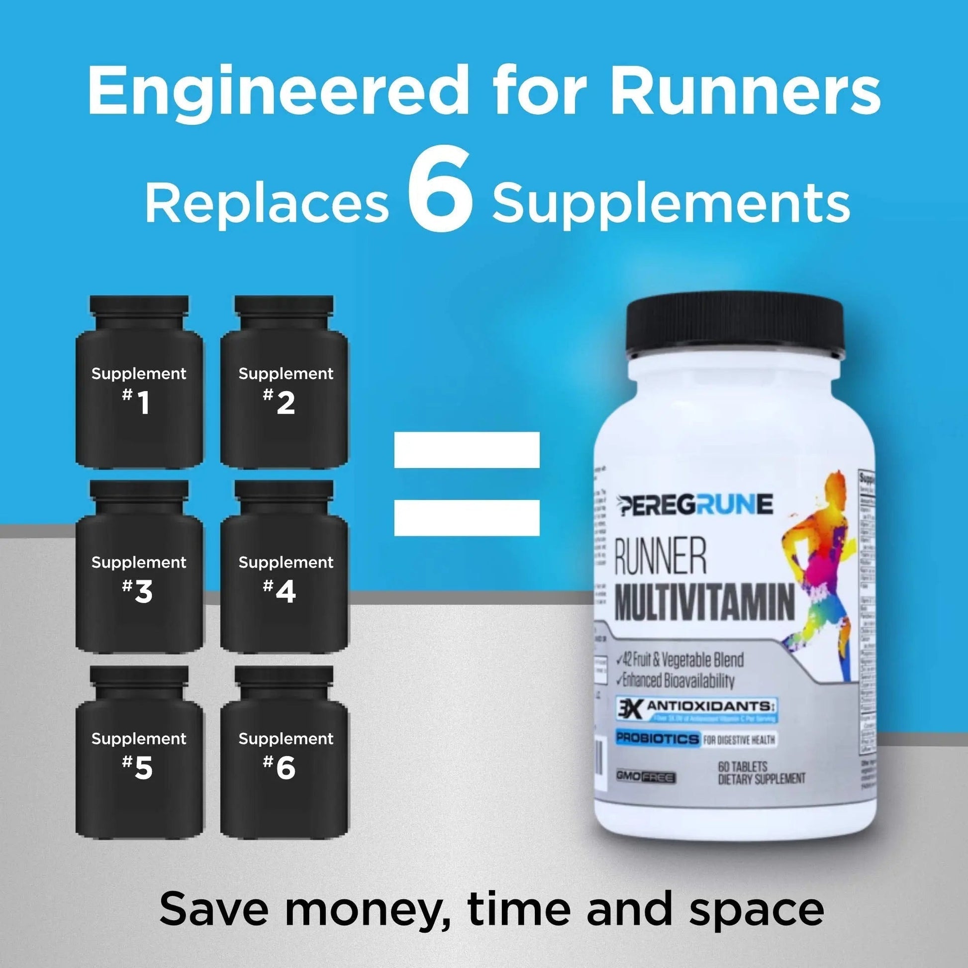 PEREGRUNE Runner Multivitamin & Joint Support Supplement | Antioxidants, Complete B-Complex & Probiotics to Support Energy PEREGRUNE uk supplements