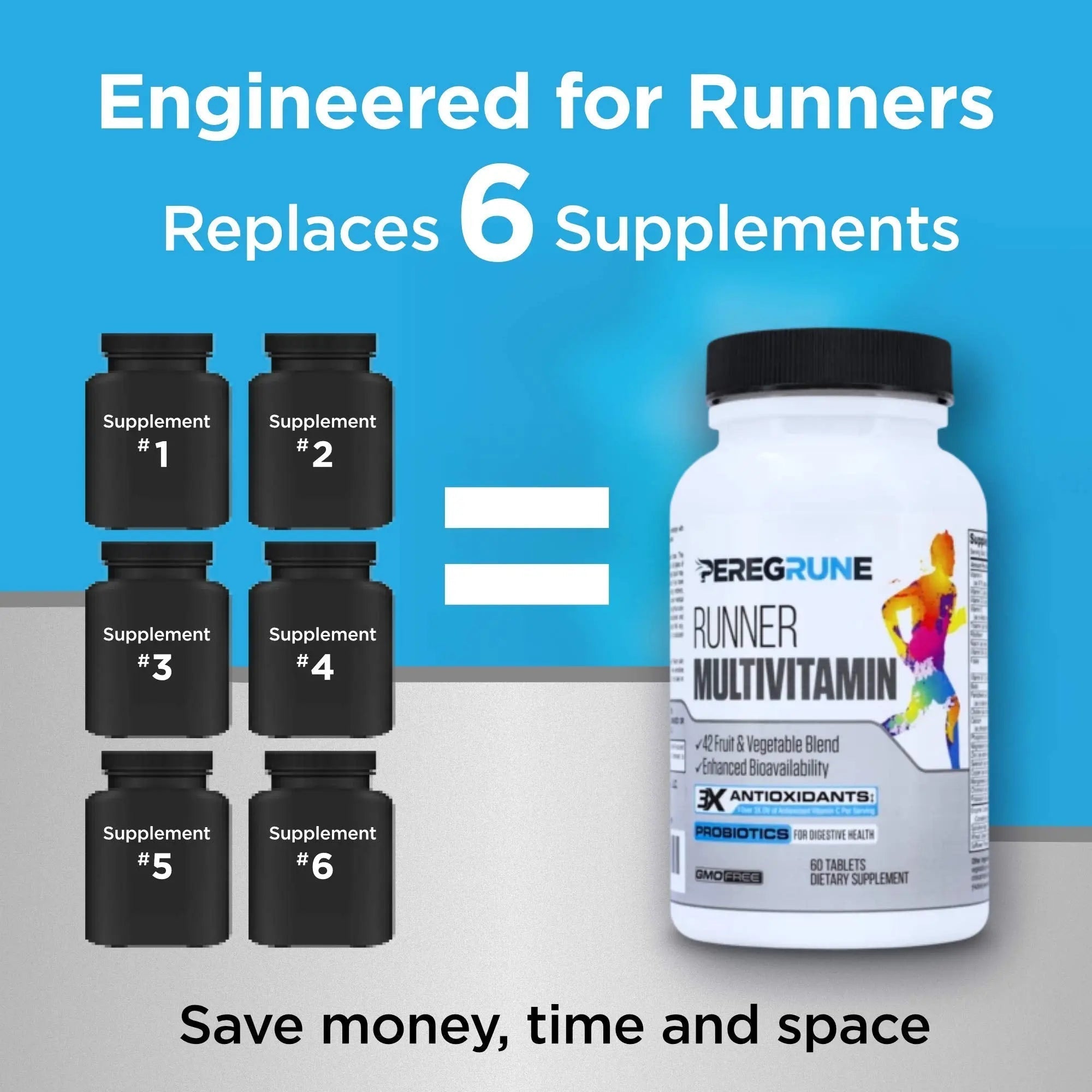 PEREGRUNE Runner Multivitamin & Joint Support Supplement | Antioxidants, Complete B-Complex & Probiotics to Support Energy PEREGRUNE uk supplements