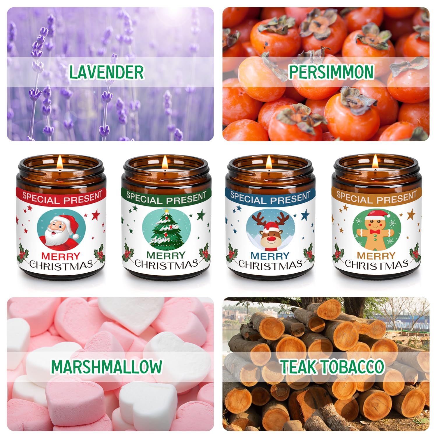 Christmas Candle Set Scented Candle Gift Set, 4 Pack 28 oz Christmas Scented Candles Over 180 Hours YINUO LIGHT uk supplements