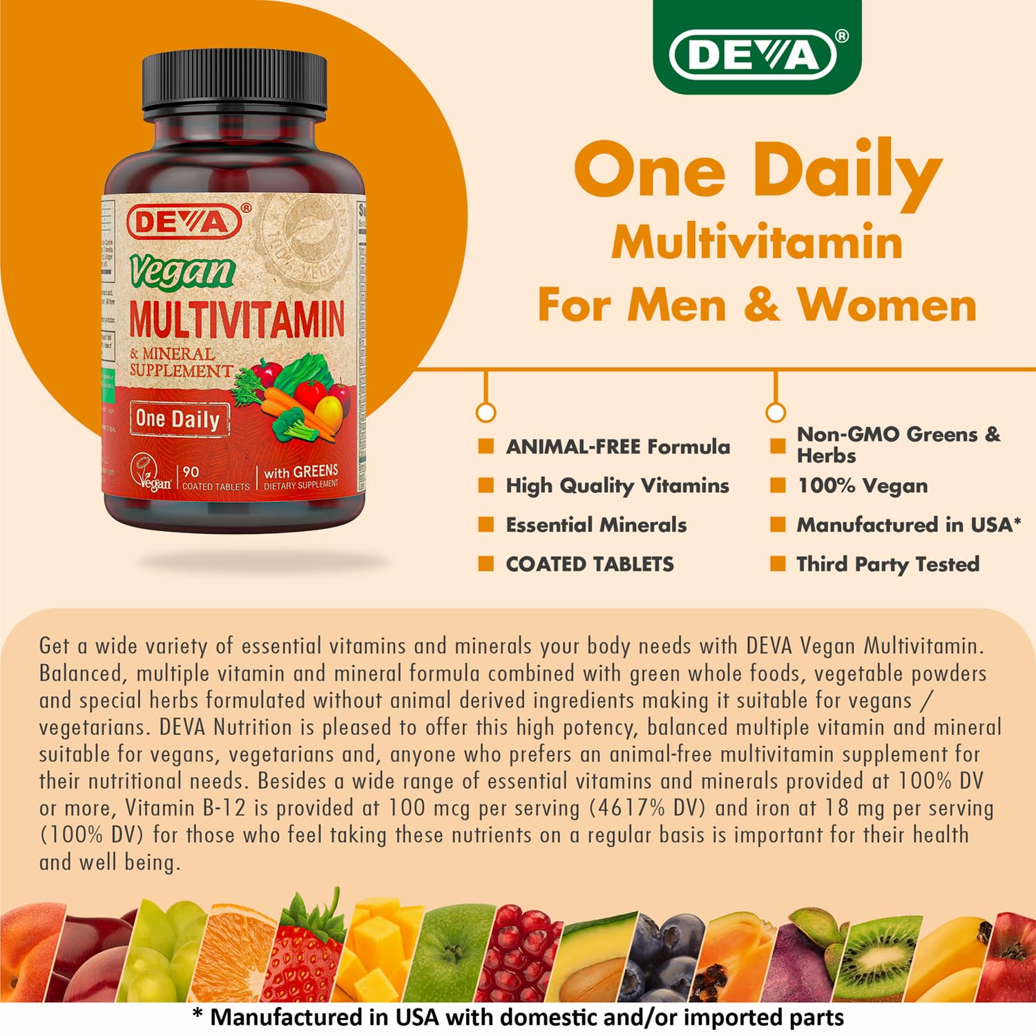 DEVA Vegan Multivitamin & Mineral Supplement with Iron 2-Pack, Spirulina, Chlorella, Ashwagandha, Broccoli & More, 90 Coated Tablets Each DEVA uk supplements