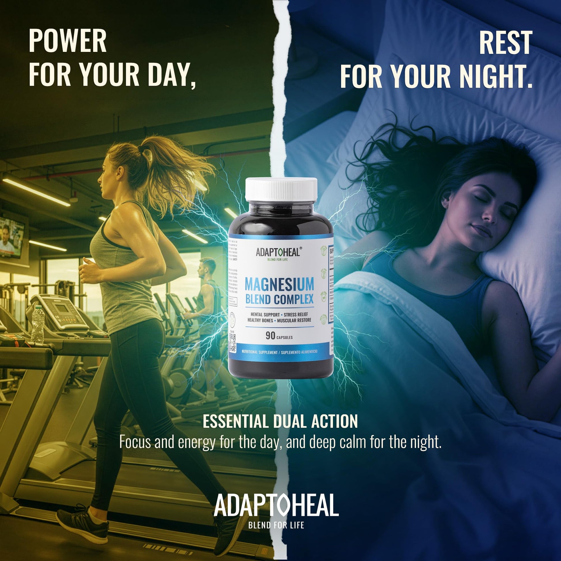 ADAPTOHEAL Magnesium Complex – Glycinate, Malate & Citrate with Vitamin B6, Sleep Support, Stress Relief, Muscle Relaxation, Nervous System Support – 90 Capsules ADAPTOHEAL uk supplements