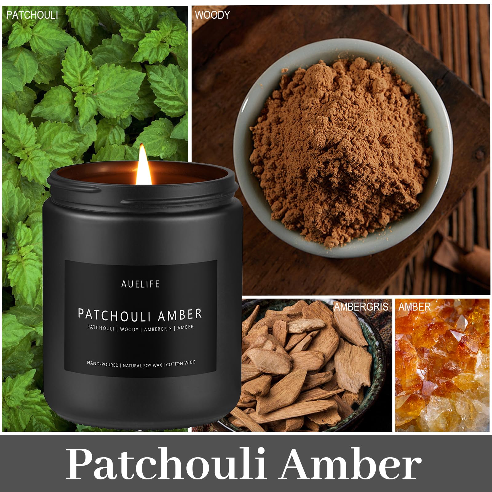 Scented Candles Set | Men Candles Set, Candles for Men Scented Candles for Home - 4 Pack Candles Scents Auelife uk supplements