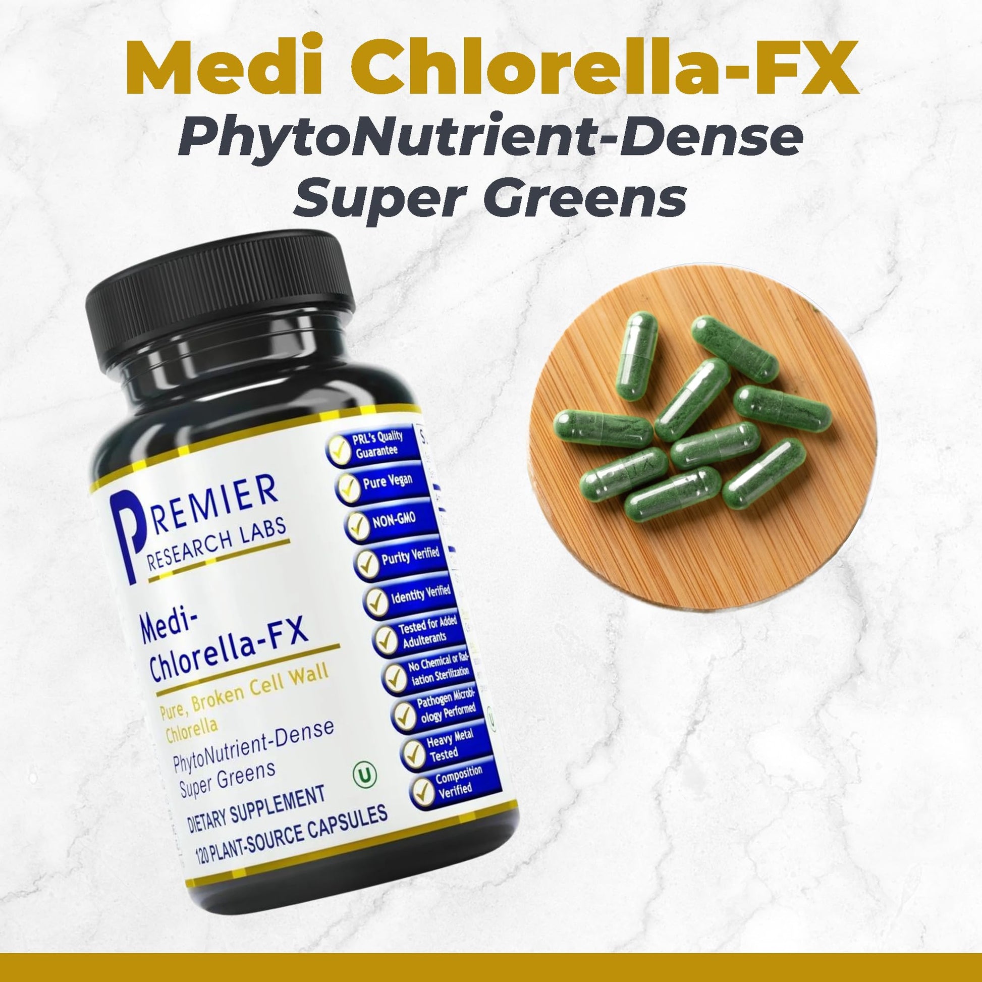 Premier Research Labs Medi Chlorella-FX - Chlorella Capsules, Chlorophyll Capsules, Organic Pills for Women & Men, Chlorophyll Supplement - 120 Vegetarian Capsules Premier Research Labs uk supplements