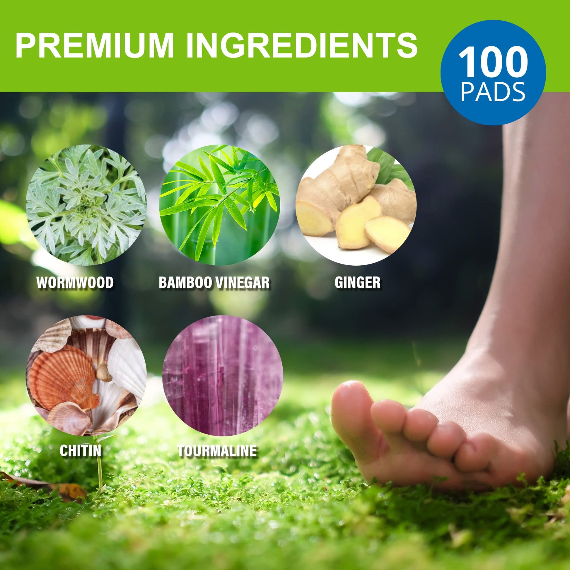 AOSORW 100 Pack Foot Pads, Ginger Oil Bamboo Charcoal Foot Pads, Foot Care Patch AOSORW uk supplements