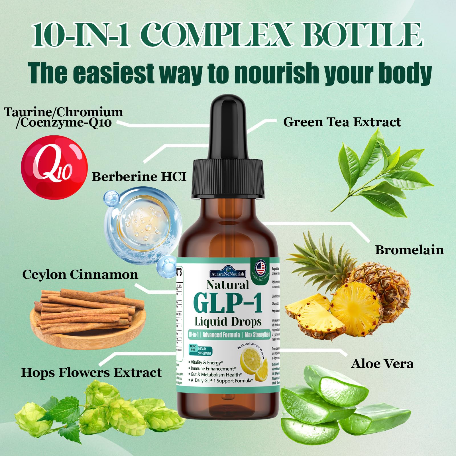 Berberine Supplement for Women and Men, 10-in-1 Formula w. Ceylon Cinnamon, Prebiotic Fiber & Green Tea Extract | Supports Metabolic Wellness, Gut & Digestive Health | Vegan, Gluten-Free AuraraNeNourish uk supplements