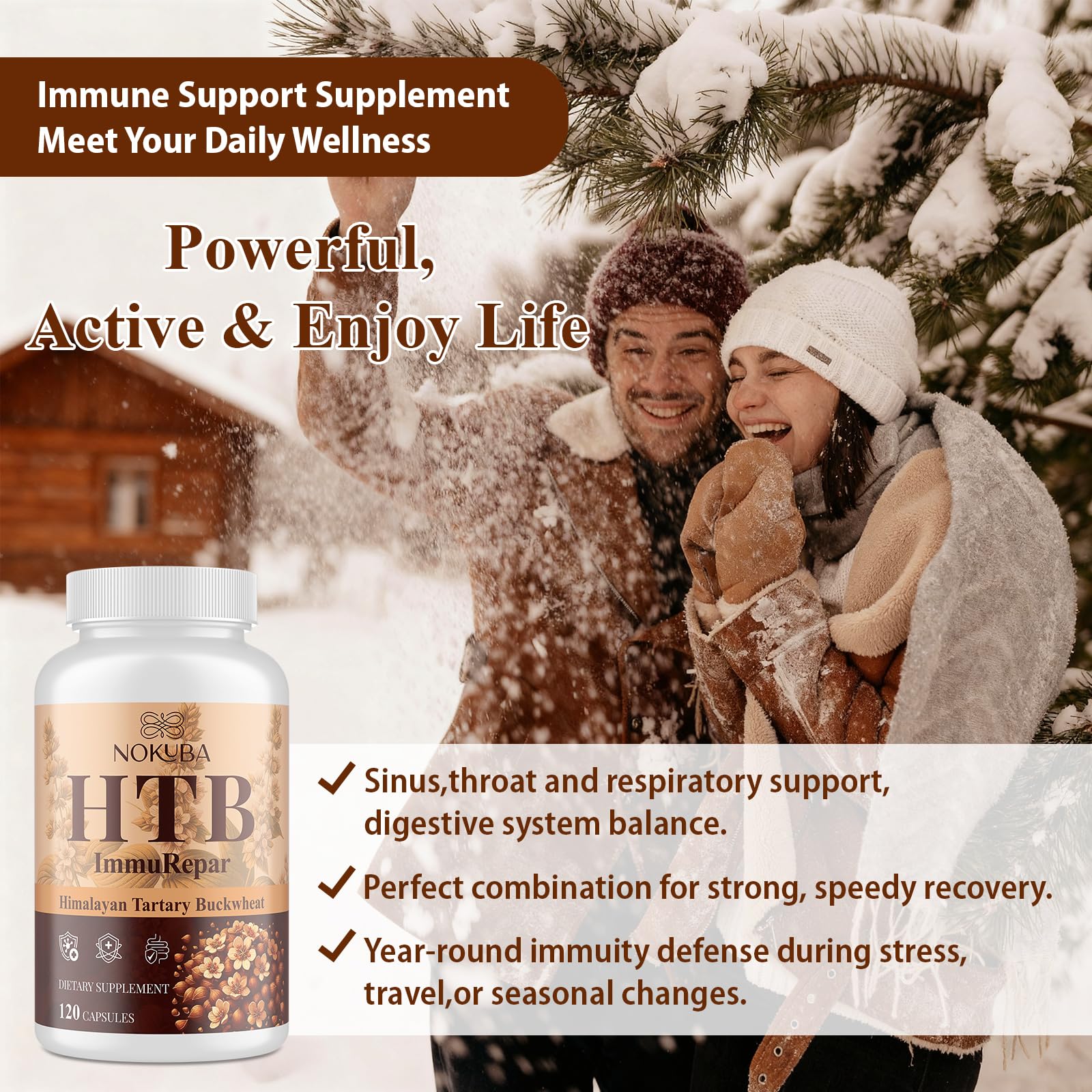 Nokuba Polyphenols Supplement for Immune Support | Himalayan Tartary Buckwheat Sourced | Polyphenol Superfood with Quercetin, Curcumin | Immune Booster, Antioxidant, Anti-inflammatory - 120 Capsules Nokuba uk supplements