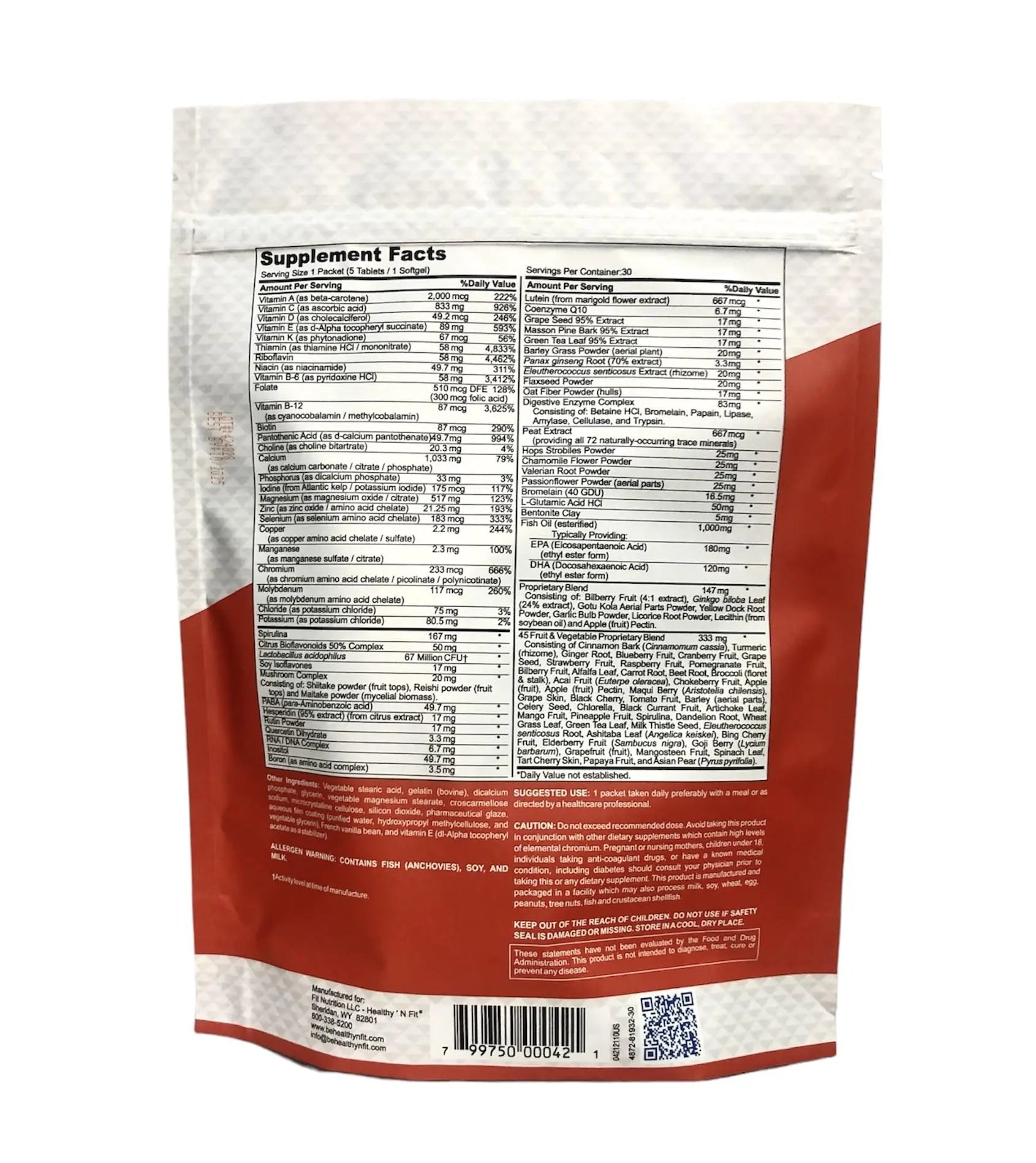 Healthy 'N Fit NUTRI Pack - 30 Day Pkt -One Pack Daily, Multivitamin All-in-One Packets Healthy 'N Fit uk supplements