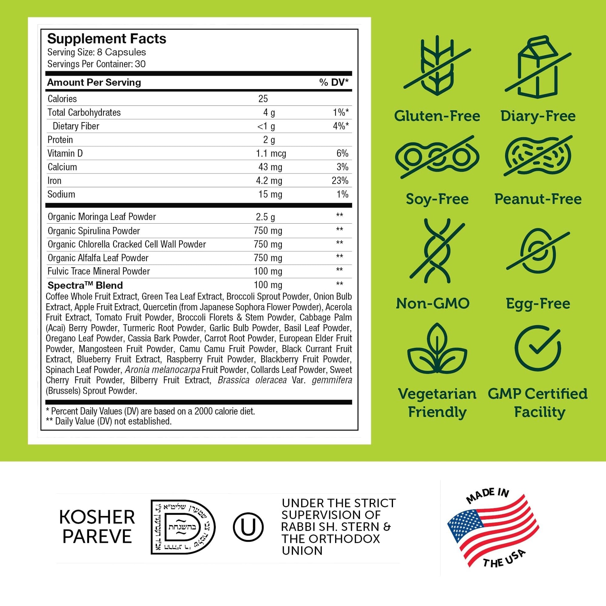Zahler Core Greens, Superfood Greens Capsules, Super Greens with Spirulina, Chlorella, Spectra Blend and More, Kosher, 240 Capsule (240 Capsules) Zahler uk supplements