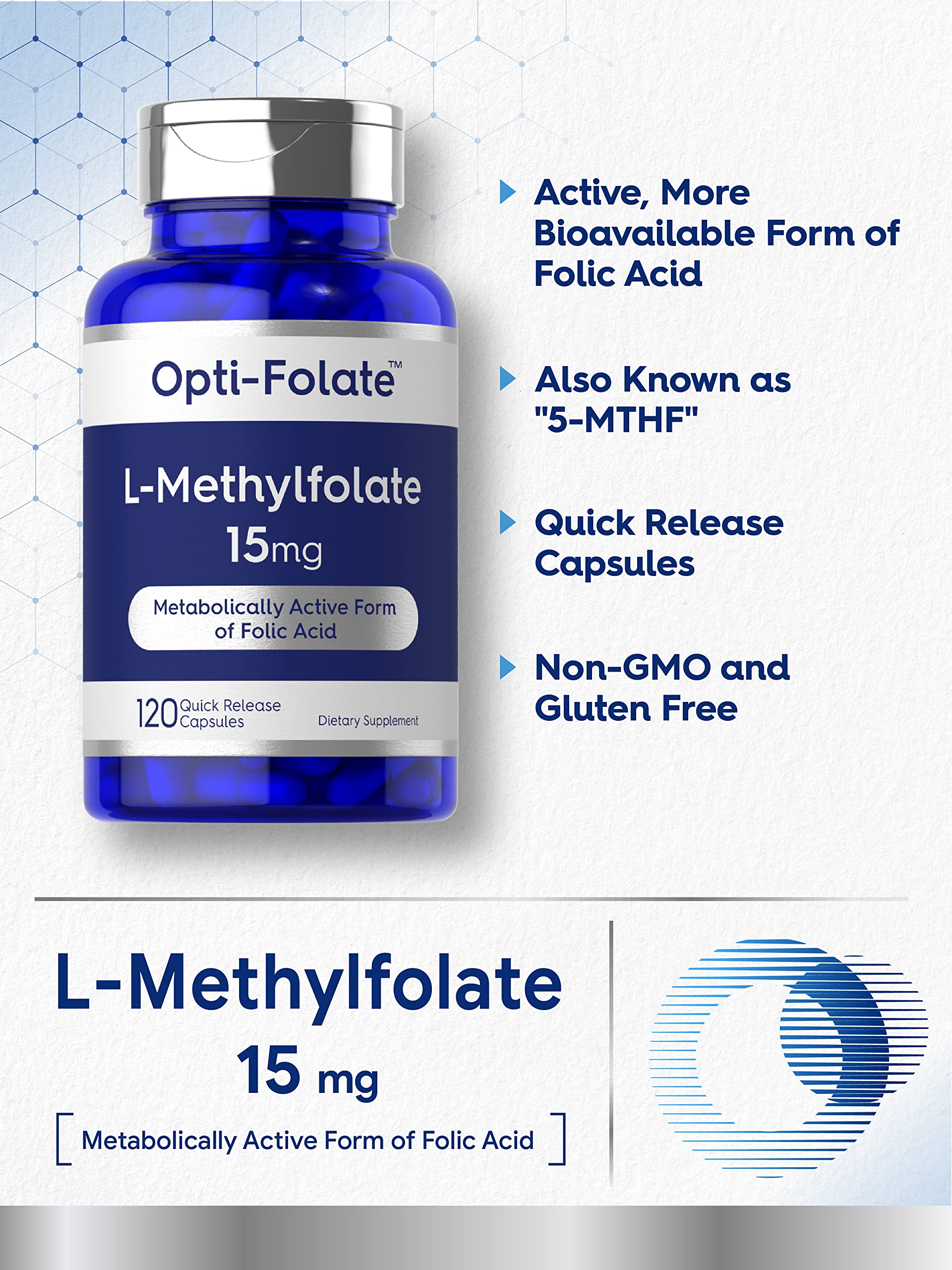 Carlyle L Methylfolate 15mg | 120 Capsules | Value Size | Max Potency | Optimized Carlyle uk supplements